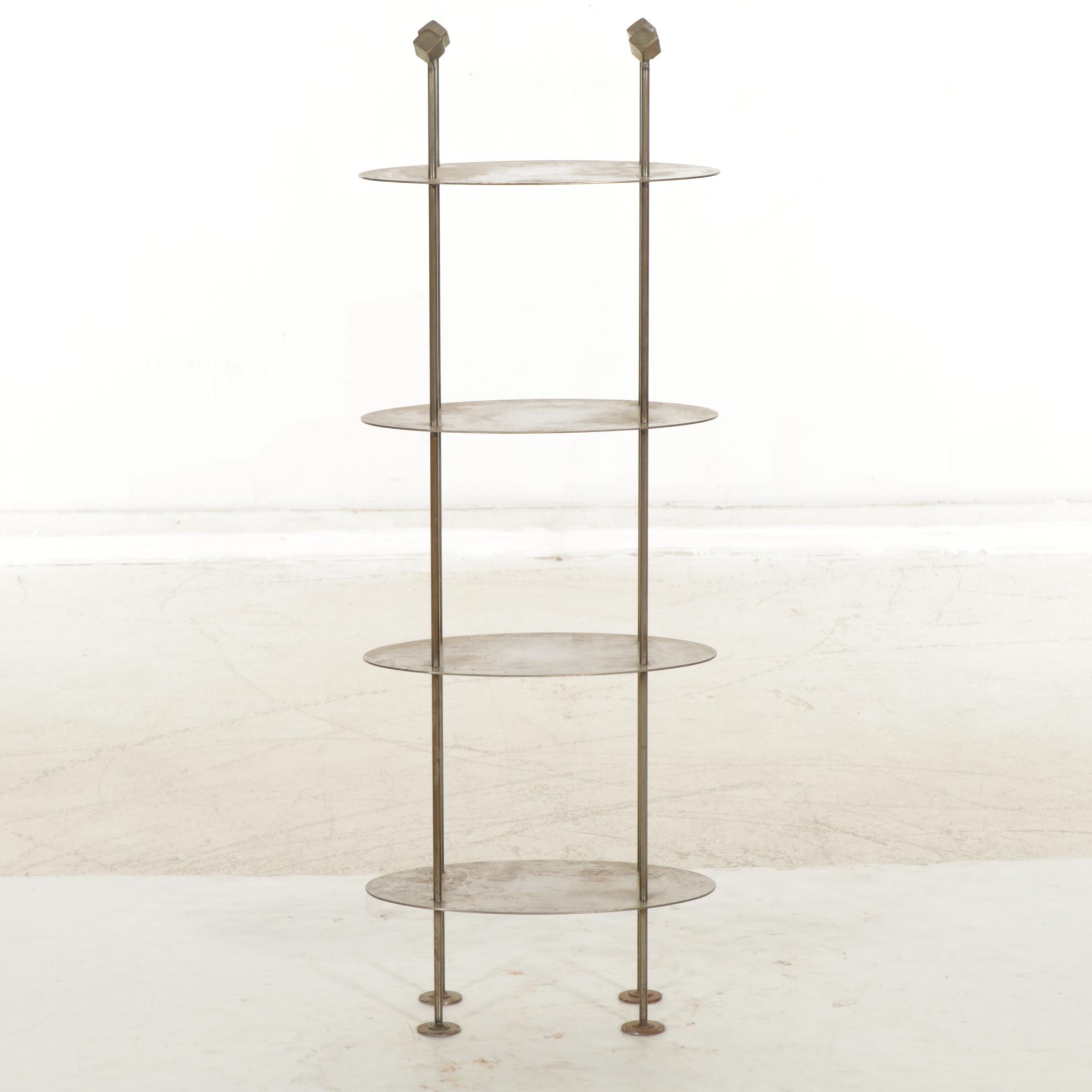 Contemporary Brushed Steel Display Shelf