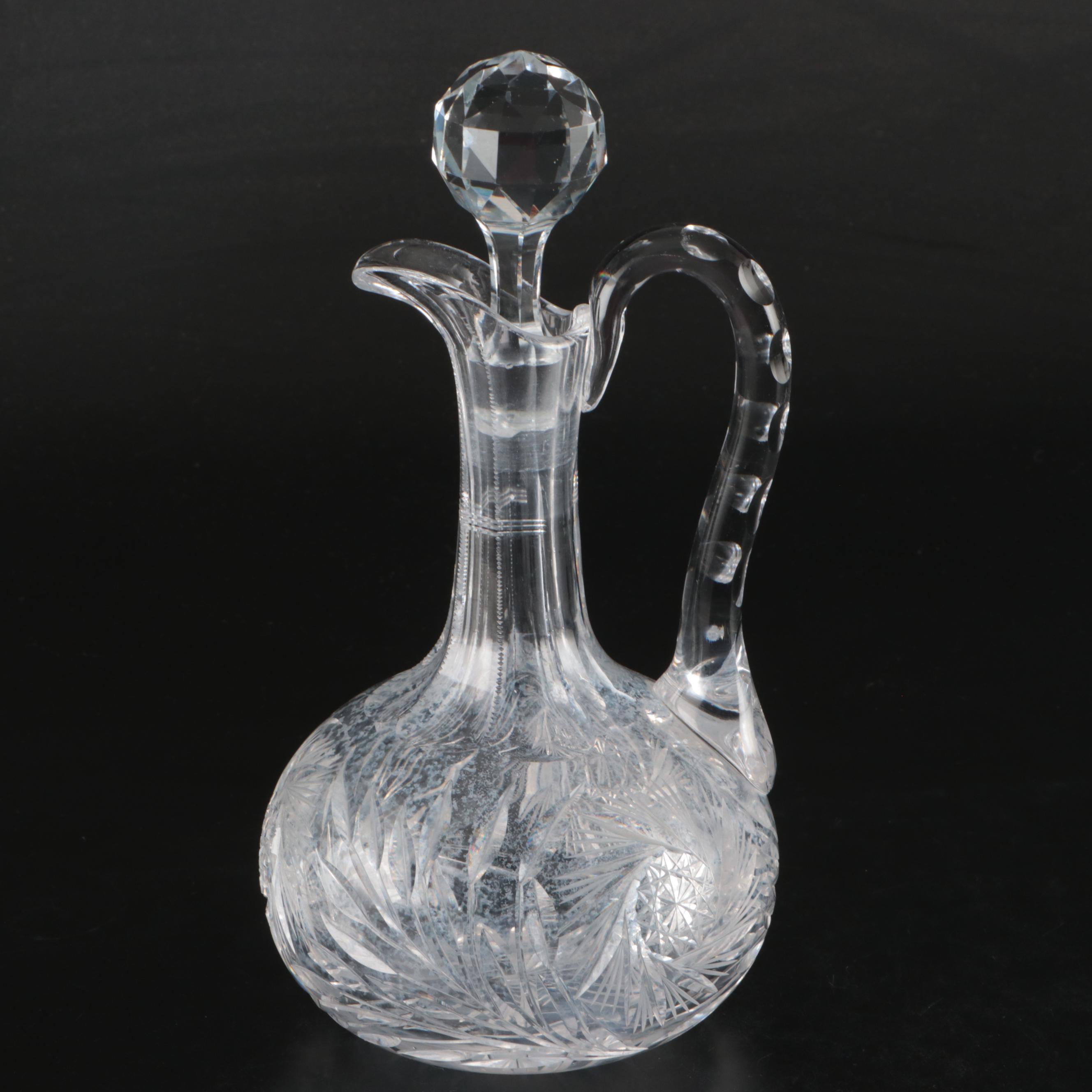 American Brilliant Style Cut Glass Cruet with Other Decanters, 20th Century