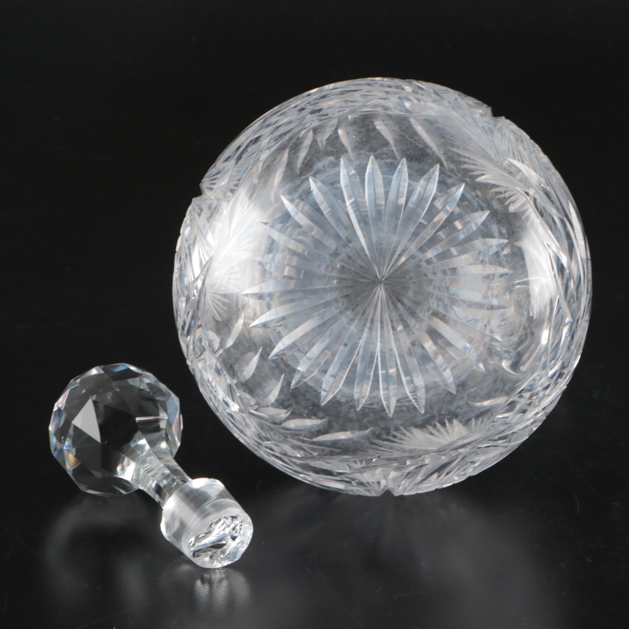 American Brilliant Style Cut Glass Cruet with Other Decanters, 20th Century