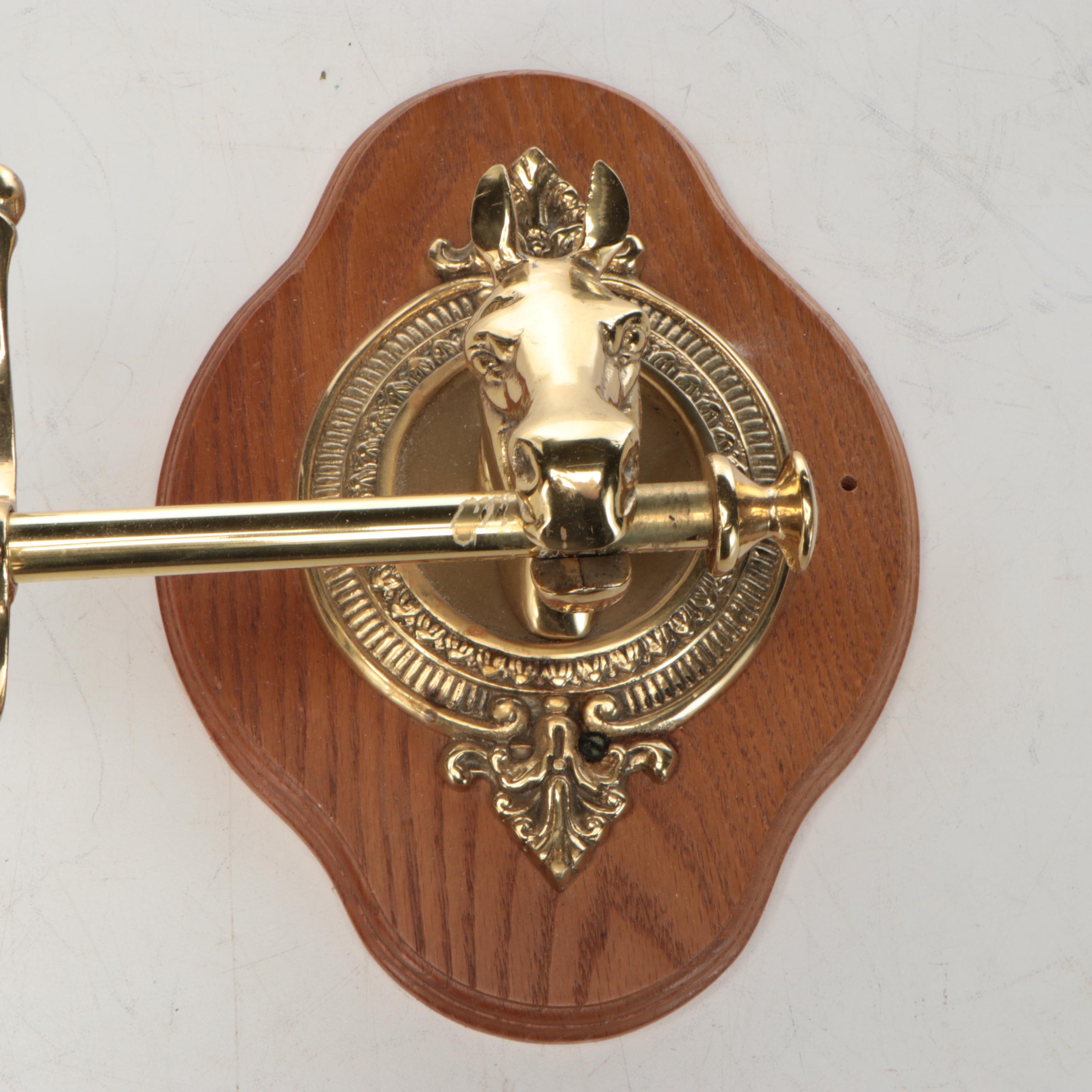 Edwardian Style Coat Rack with Cast Metal Horse Head Mounts