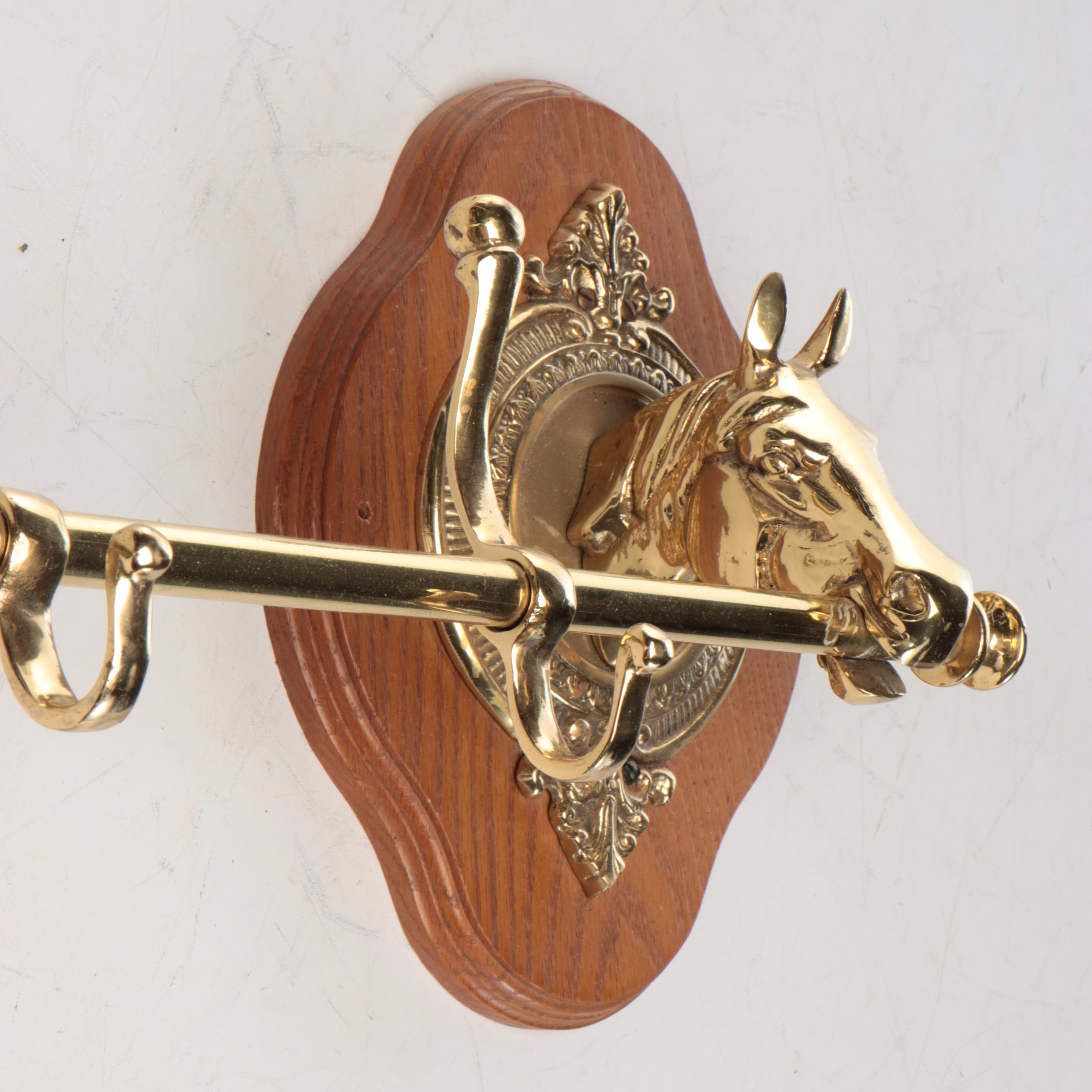 Edwardian Style Coat Rack with Cast Metal Horse Head Mounts