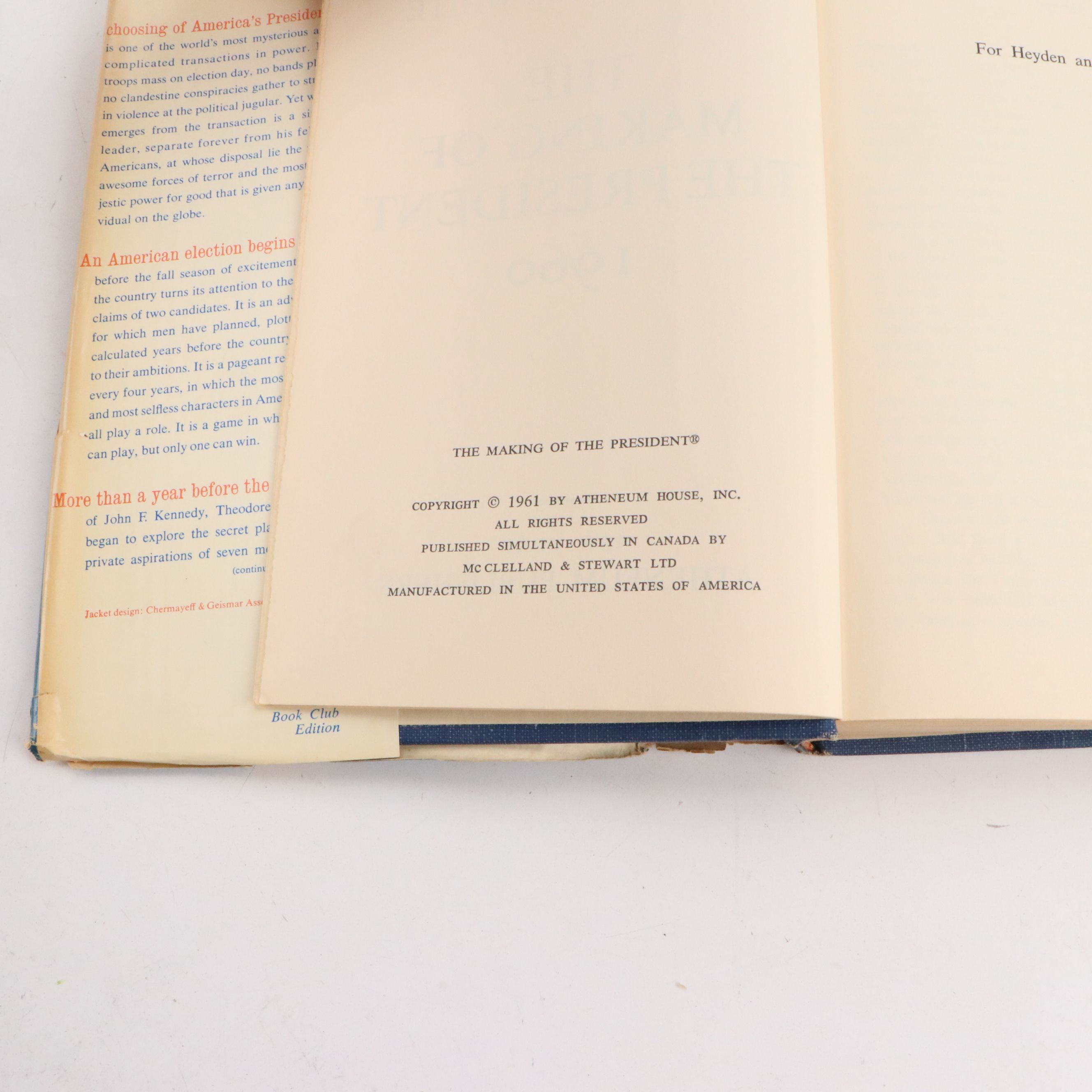 Book Club Edition "The Making of the President" by Theodore H. White