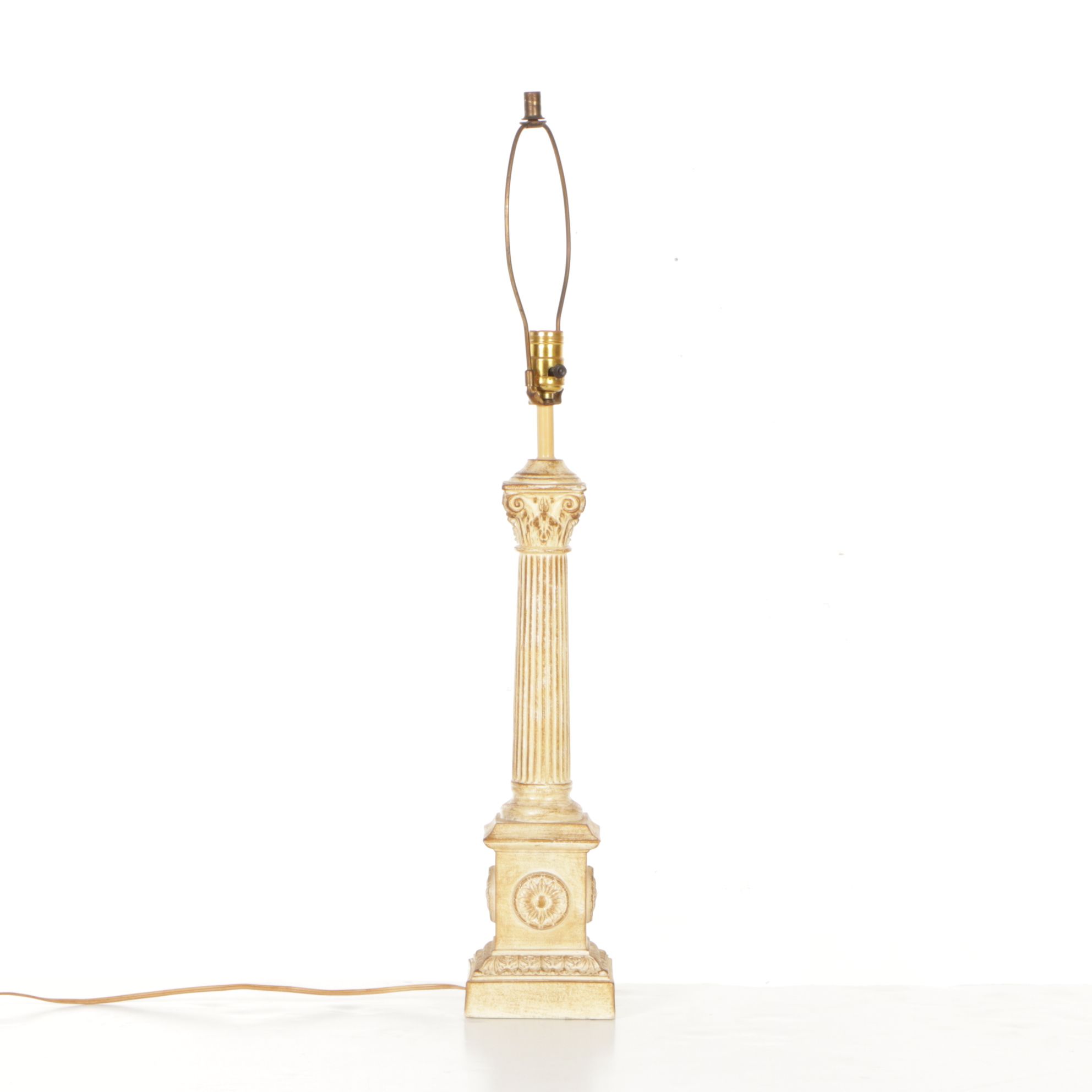 Neoclassical Pillar Plaster Table Lamp, Mid to Late 20th Century