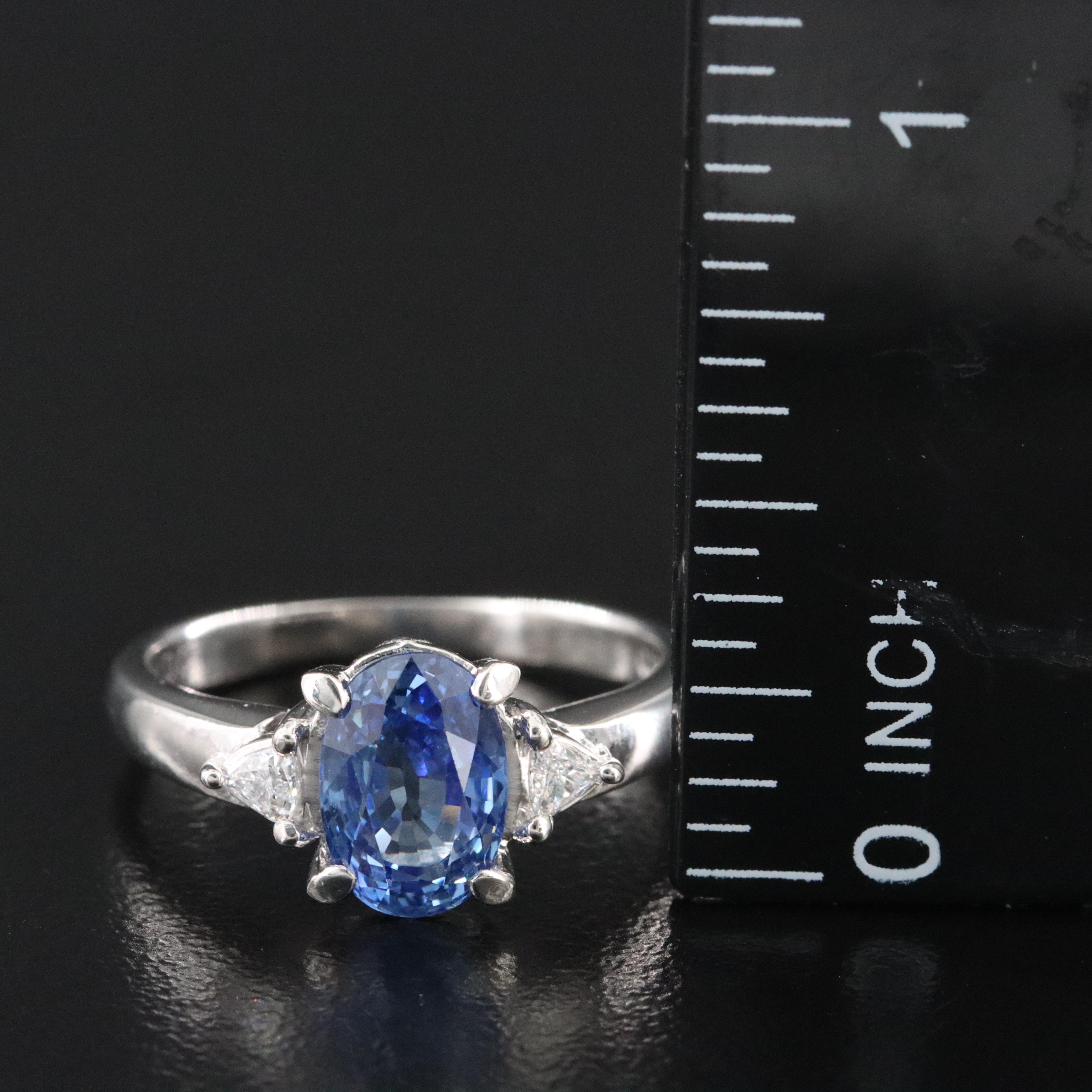 Platinum 2.18 CT Sapphire and Diamond Ring with GIA Report