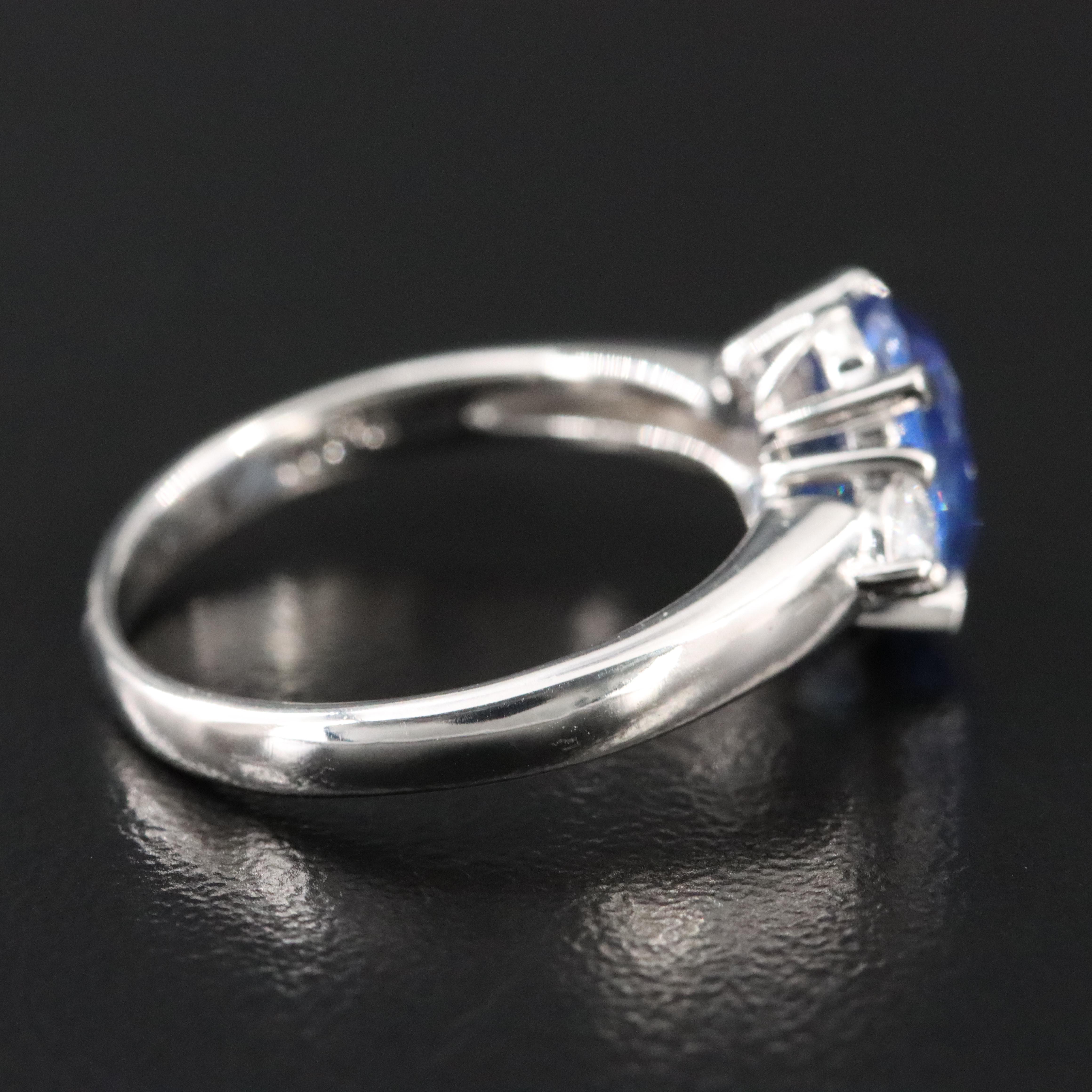 Platinum 2.18 CT Sapphire and Diamond Ring with GIA Report