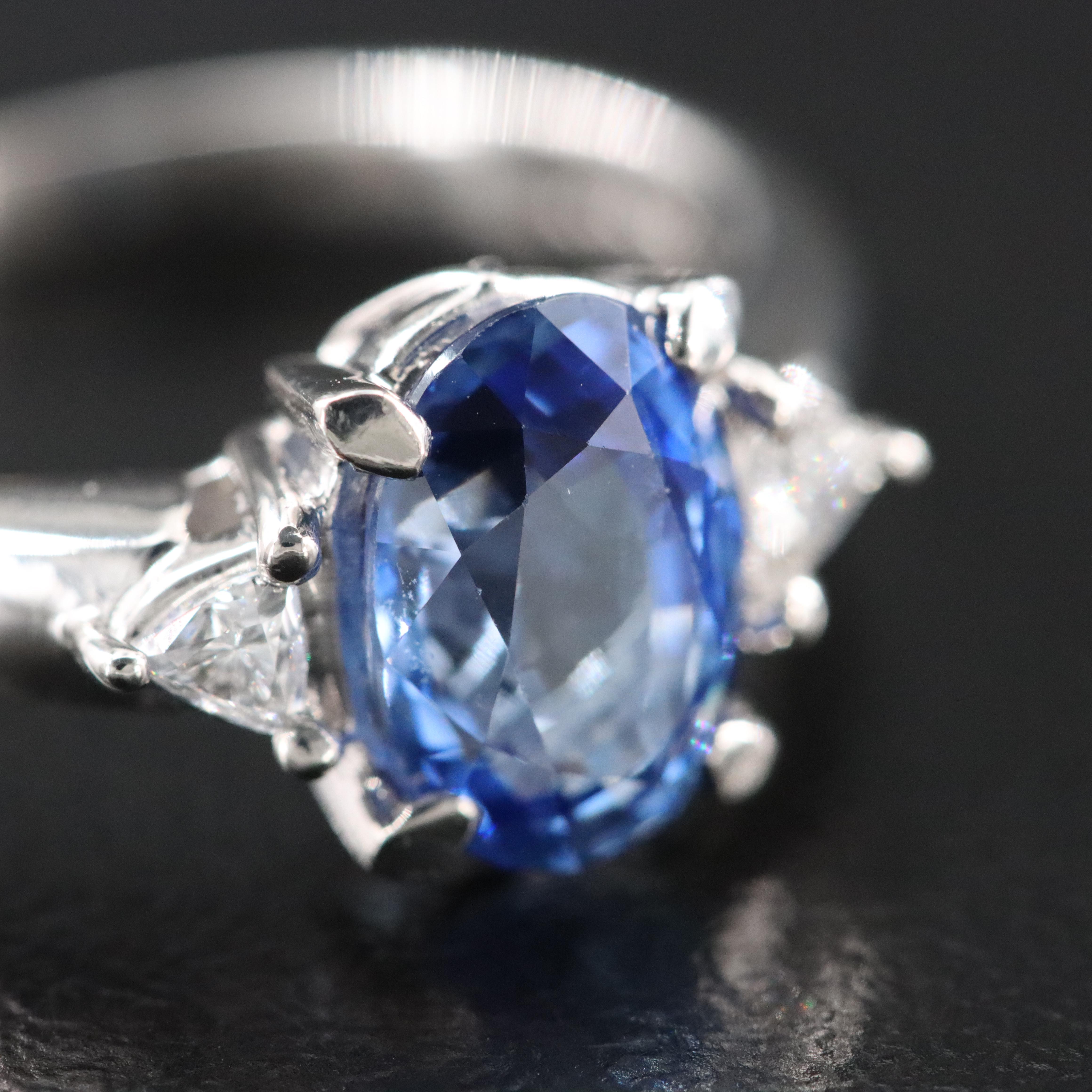 Platinum 2.18 CT Sapphire and Diamond Ring with GIA Report