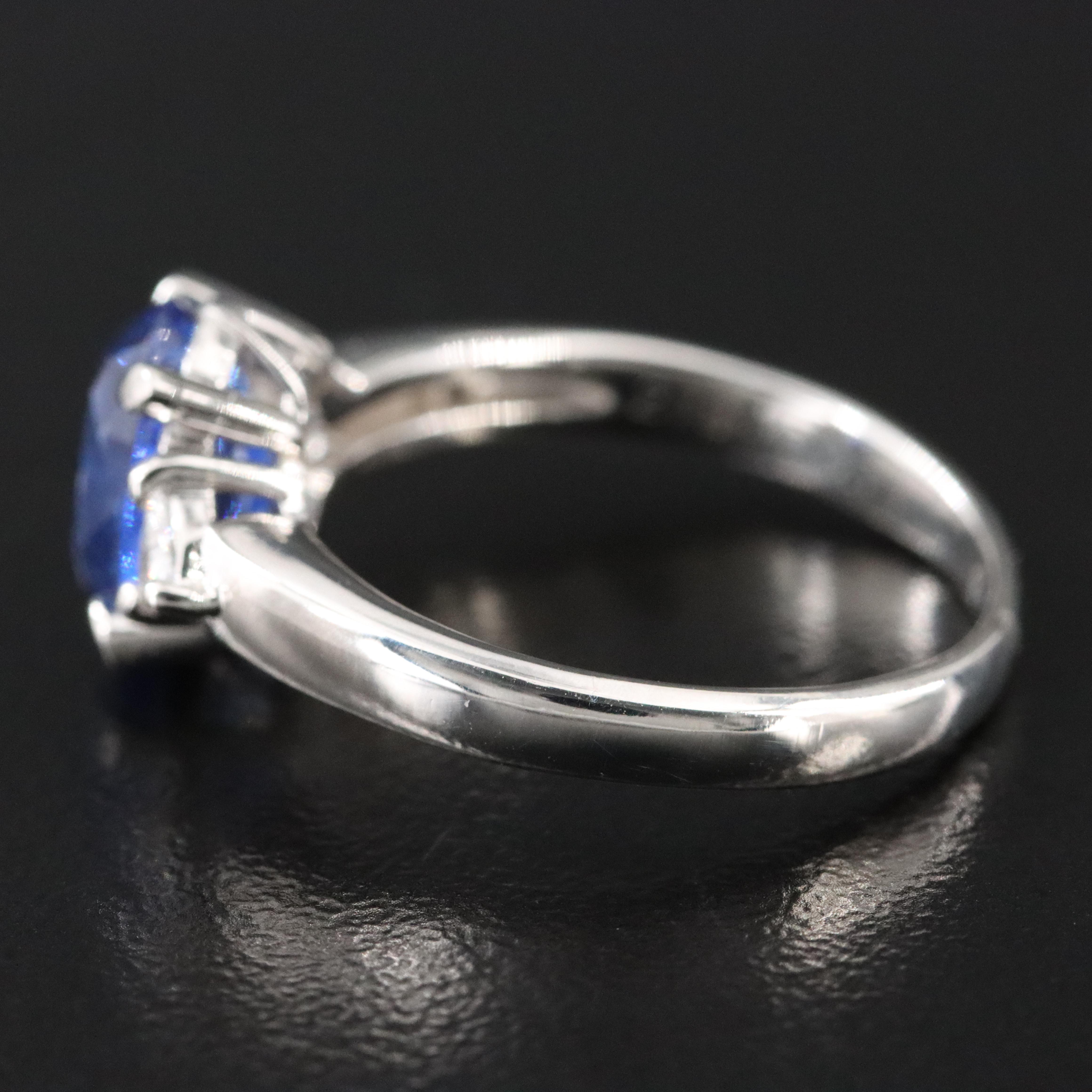 Platinum 2.18 CT Sapphire and Diamond Ring with GIA Report