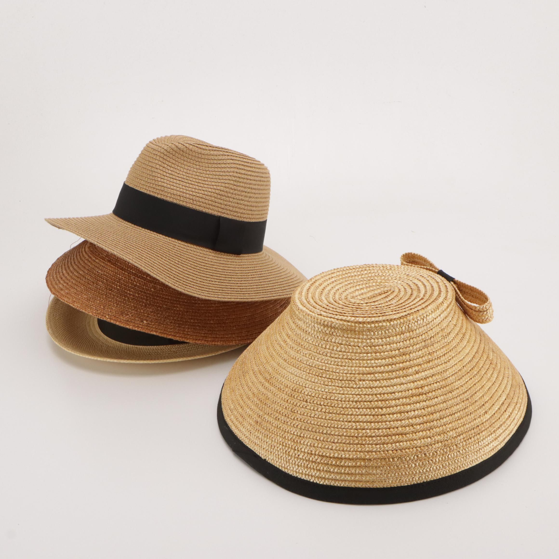 Willy's Paris Straw Mushroom Hat, Stetson Panama Straw Hat, and More w/Hat Box