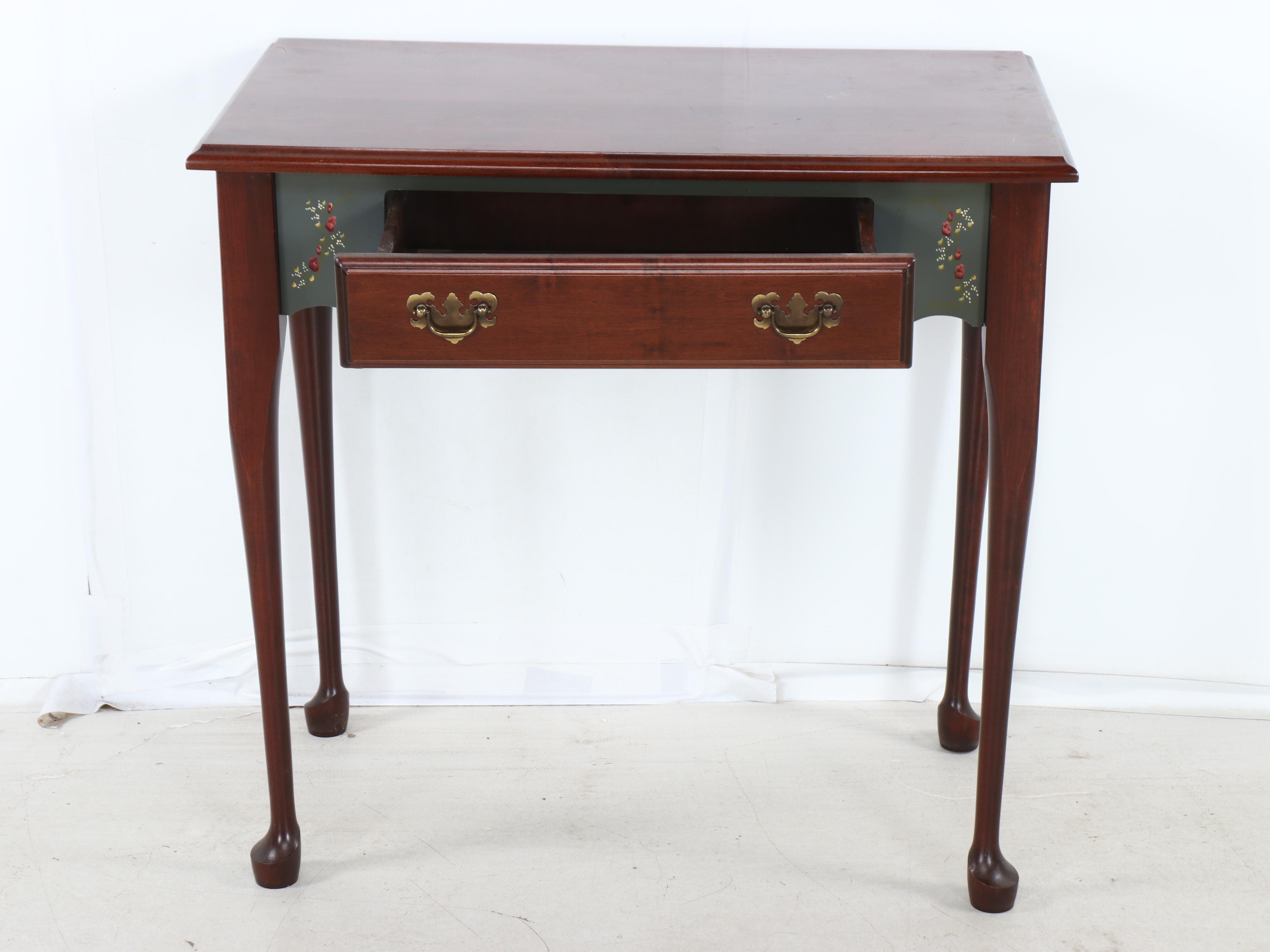 American Federal Style Mahogany Stencil-Decorated Dressing Table and Mirror