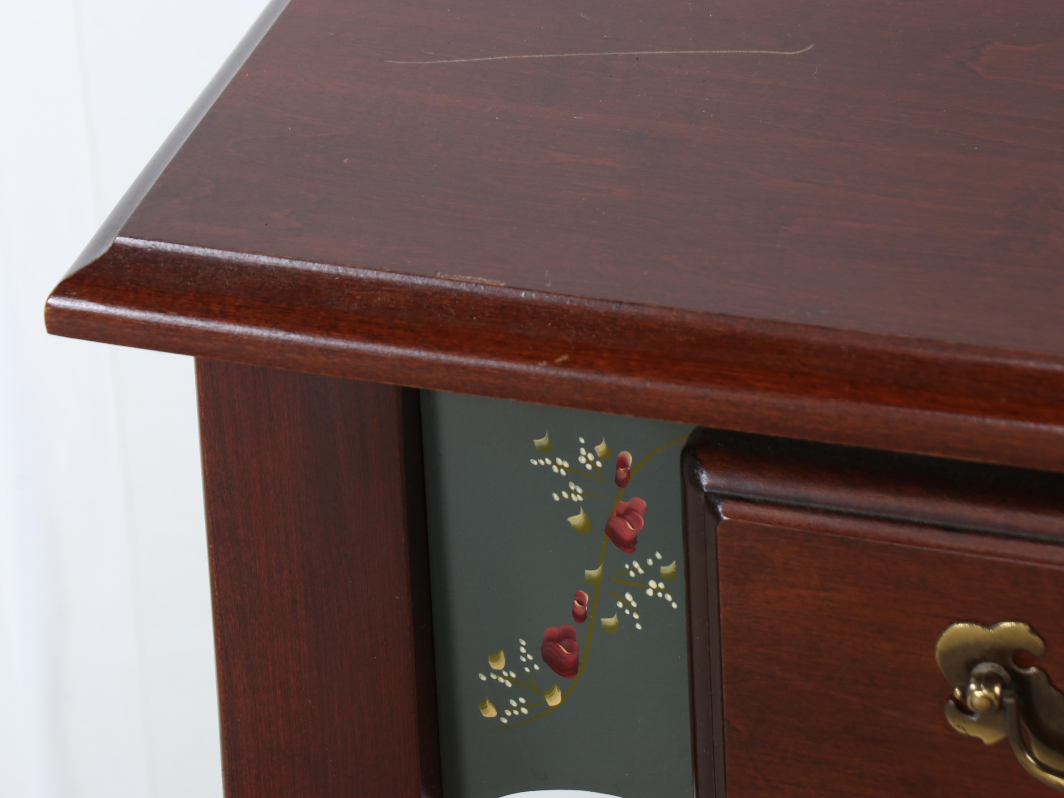 American Federal Style Mahogany Stencil-Decorated Dressing Table and Mirror