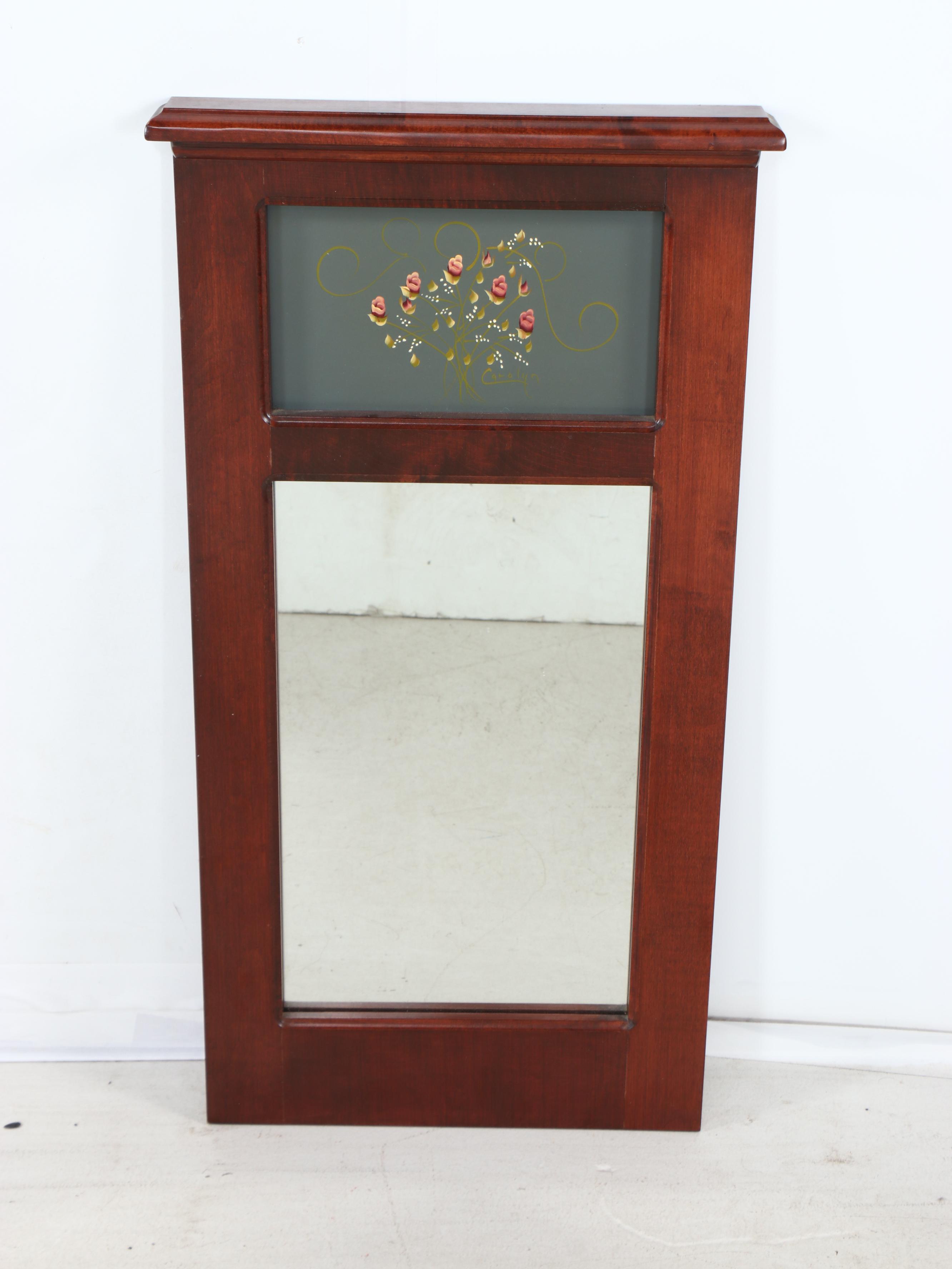 American Federal Style Mahogany Stencil-Decorated Dressing Table and Mirror