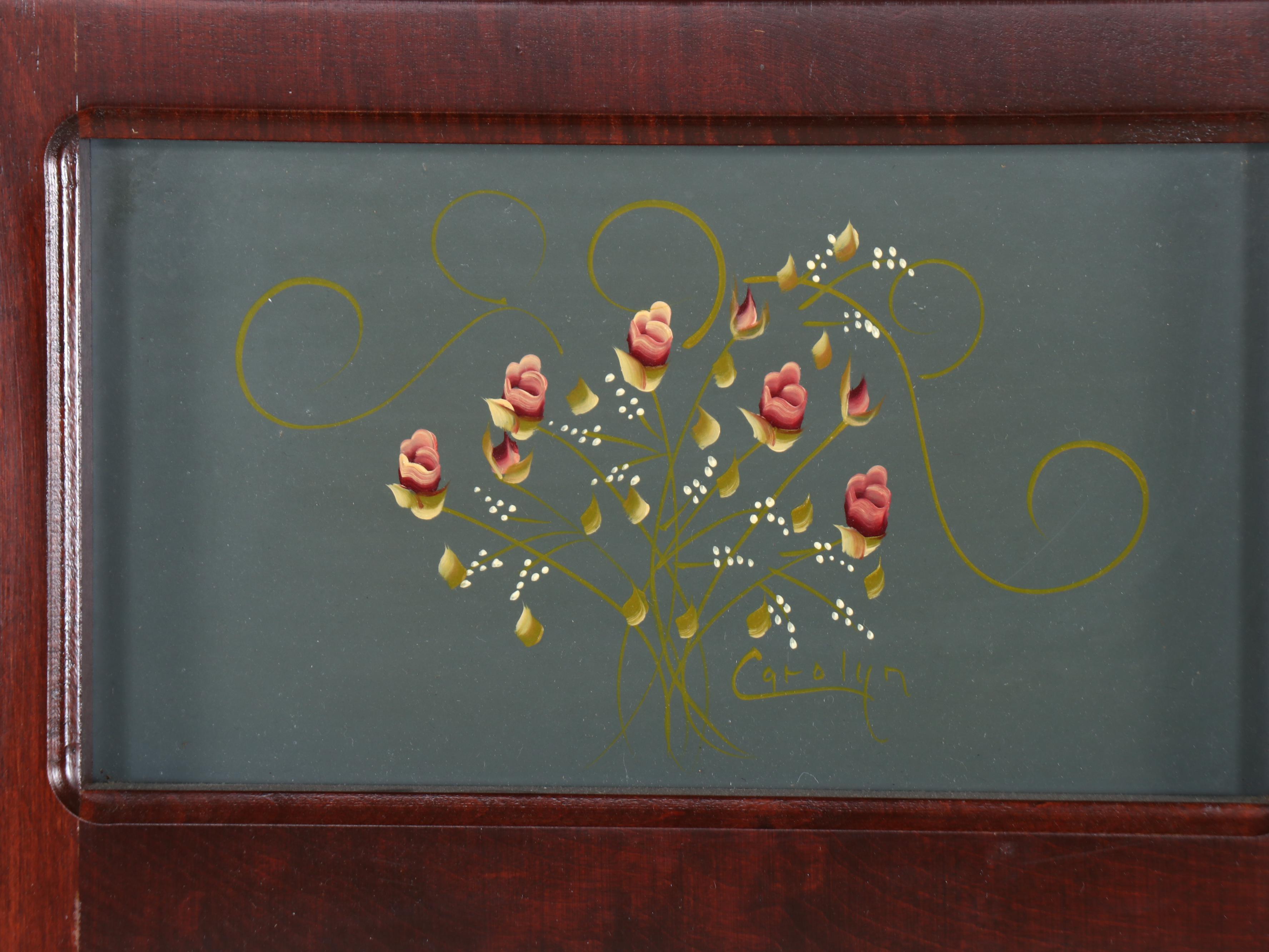 American Federal Style Mahogany Stencil-Decorated Dressing Table and Mirror