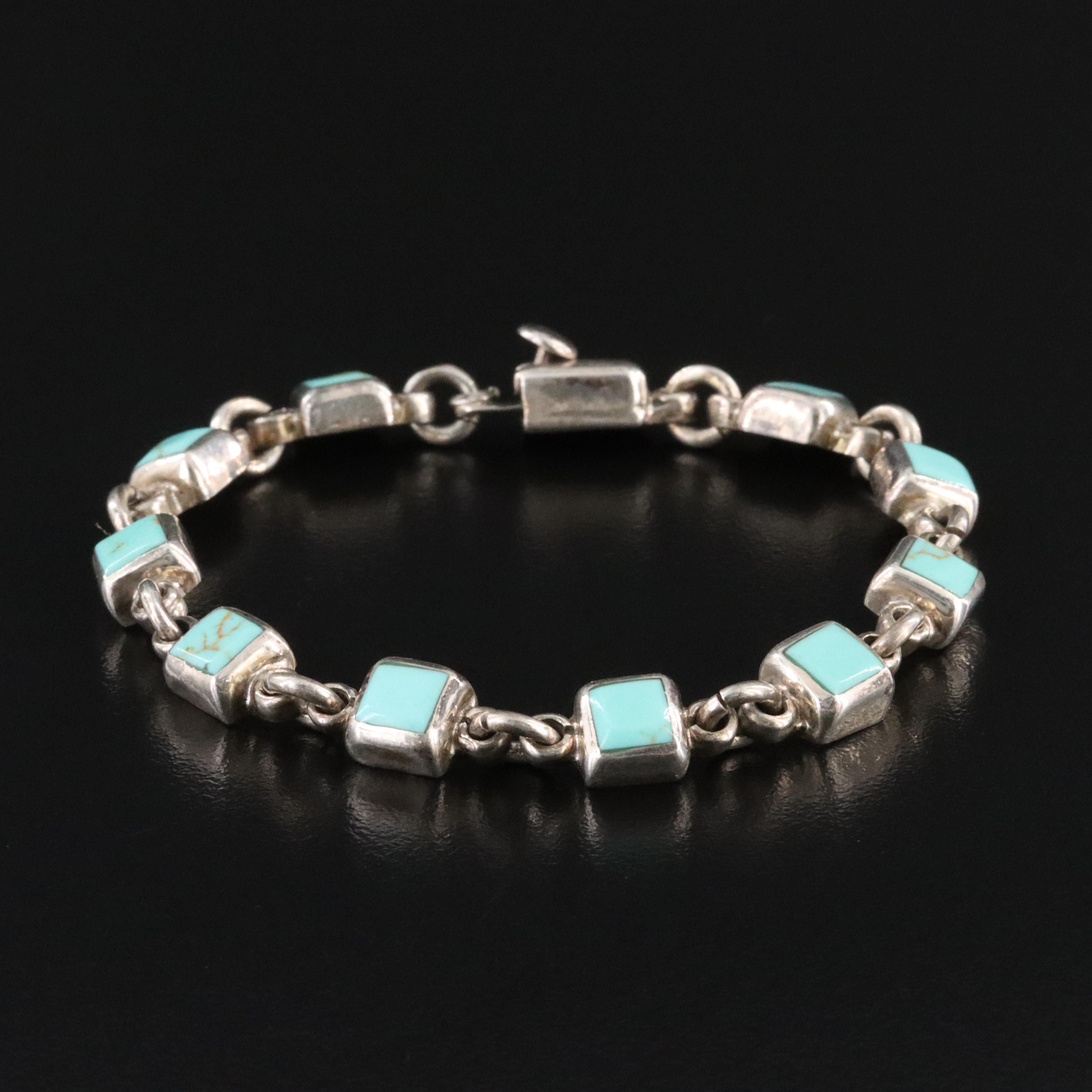Sterling Faux Turquoise Bracelet