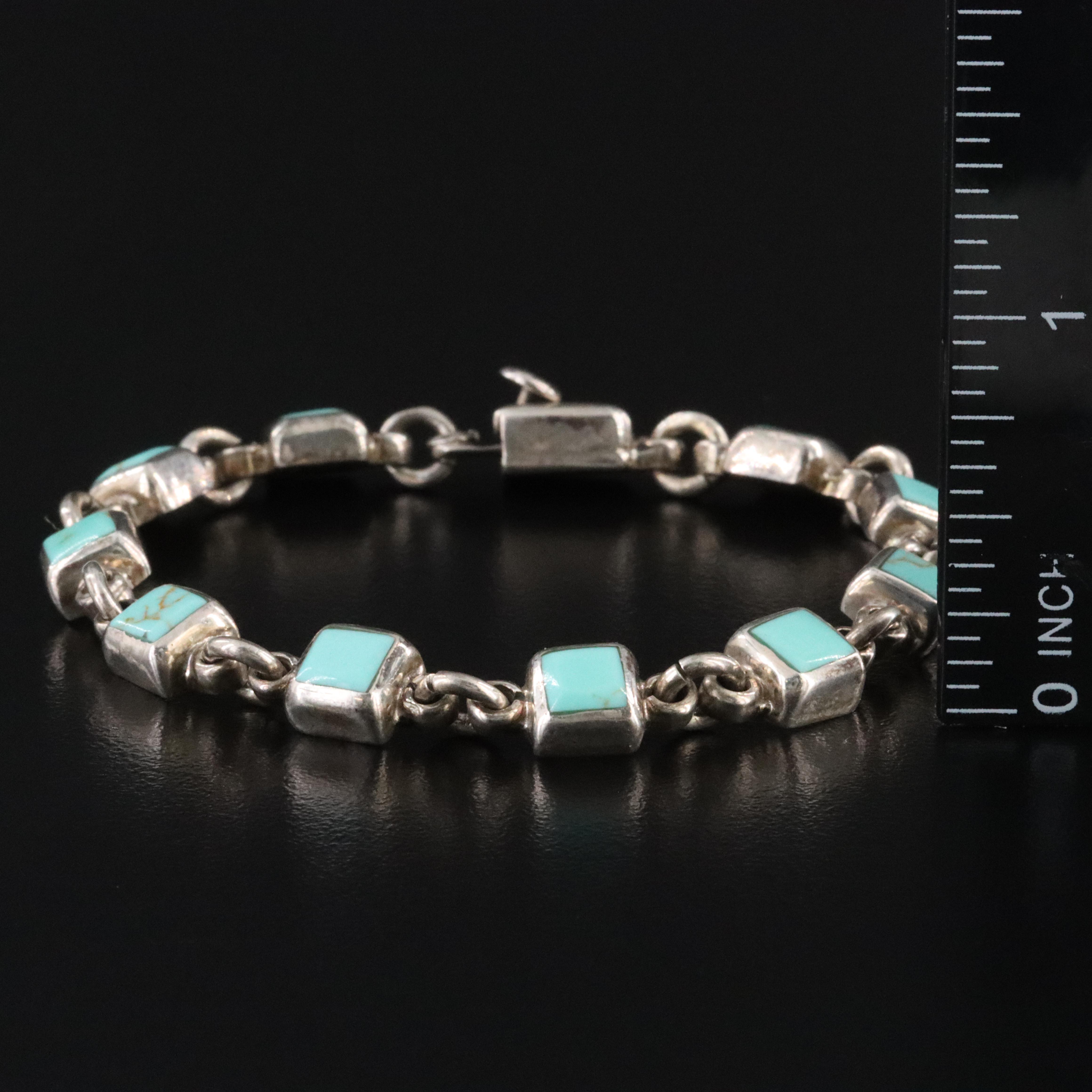 Sterling Faux Turquoise Bracelet