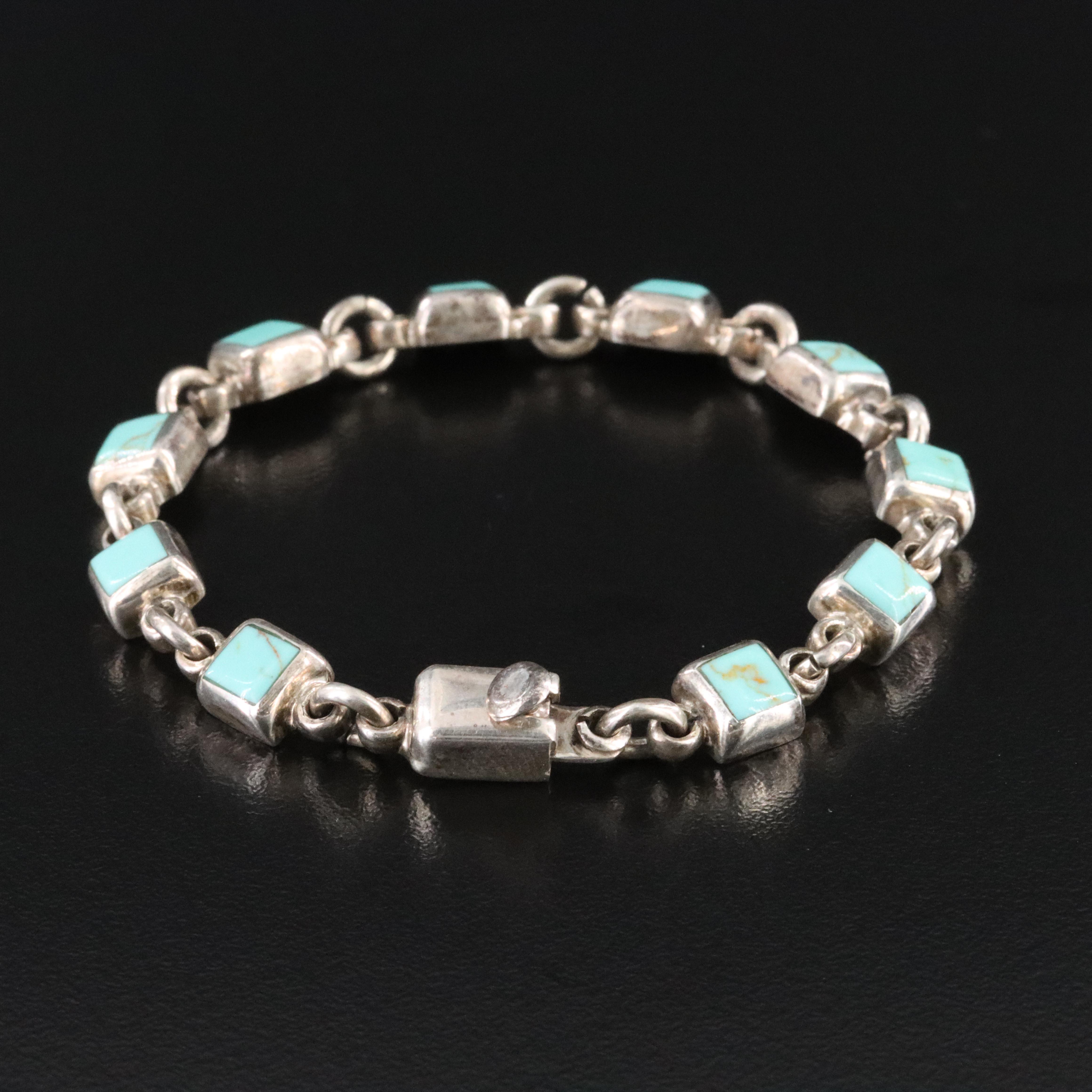 Sterling Faux Turquoise Bracelet
