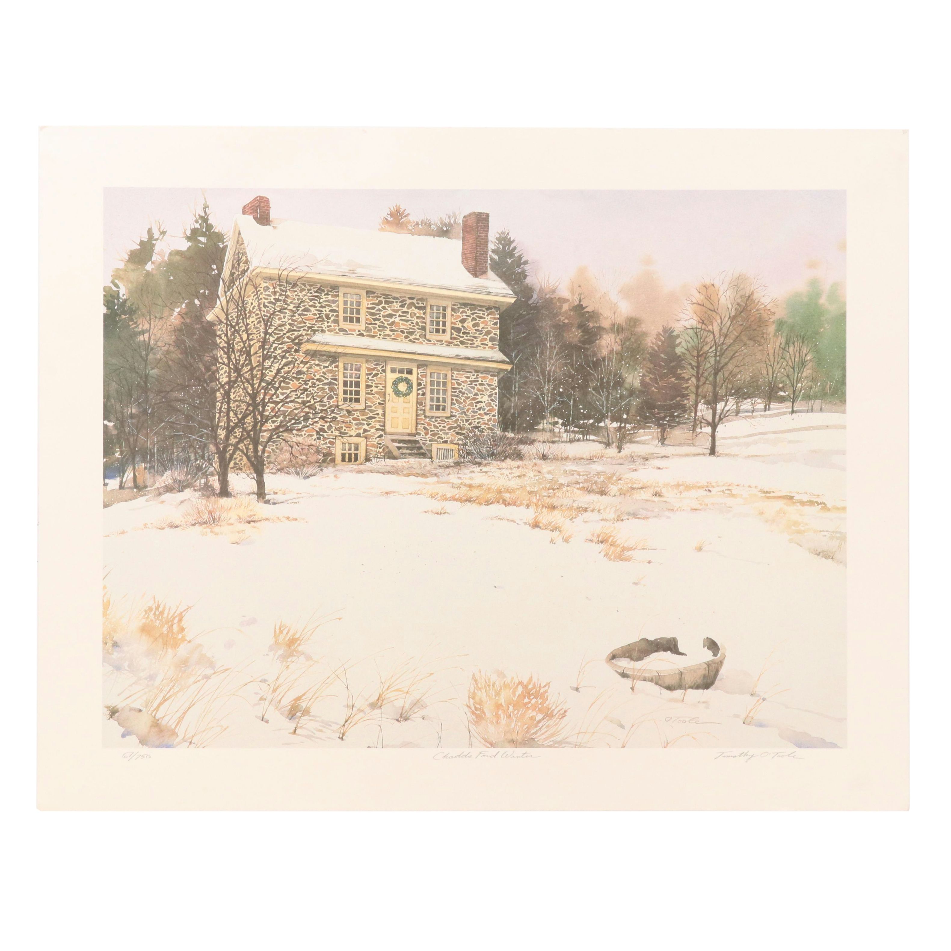 Timothy O'Toole Residential Landscape Offset Lithograph "Chadds Ford Winter"