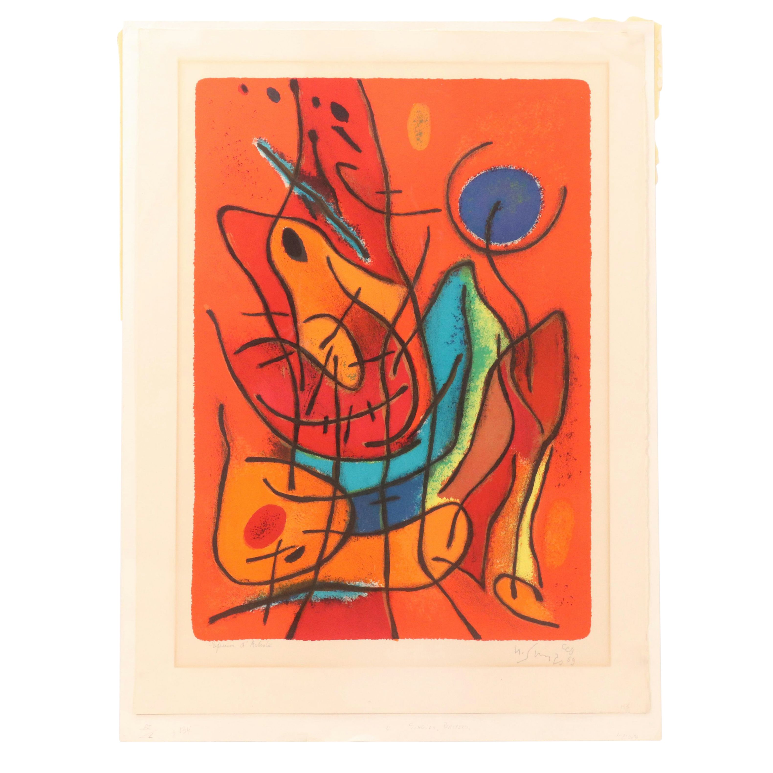 Gustave Singier Modern Lithograph "Bathers," 1969