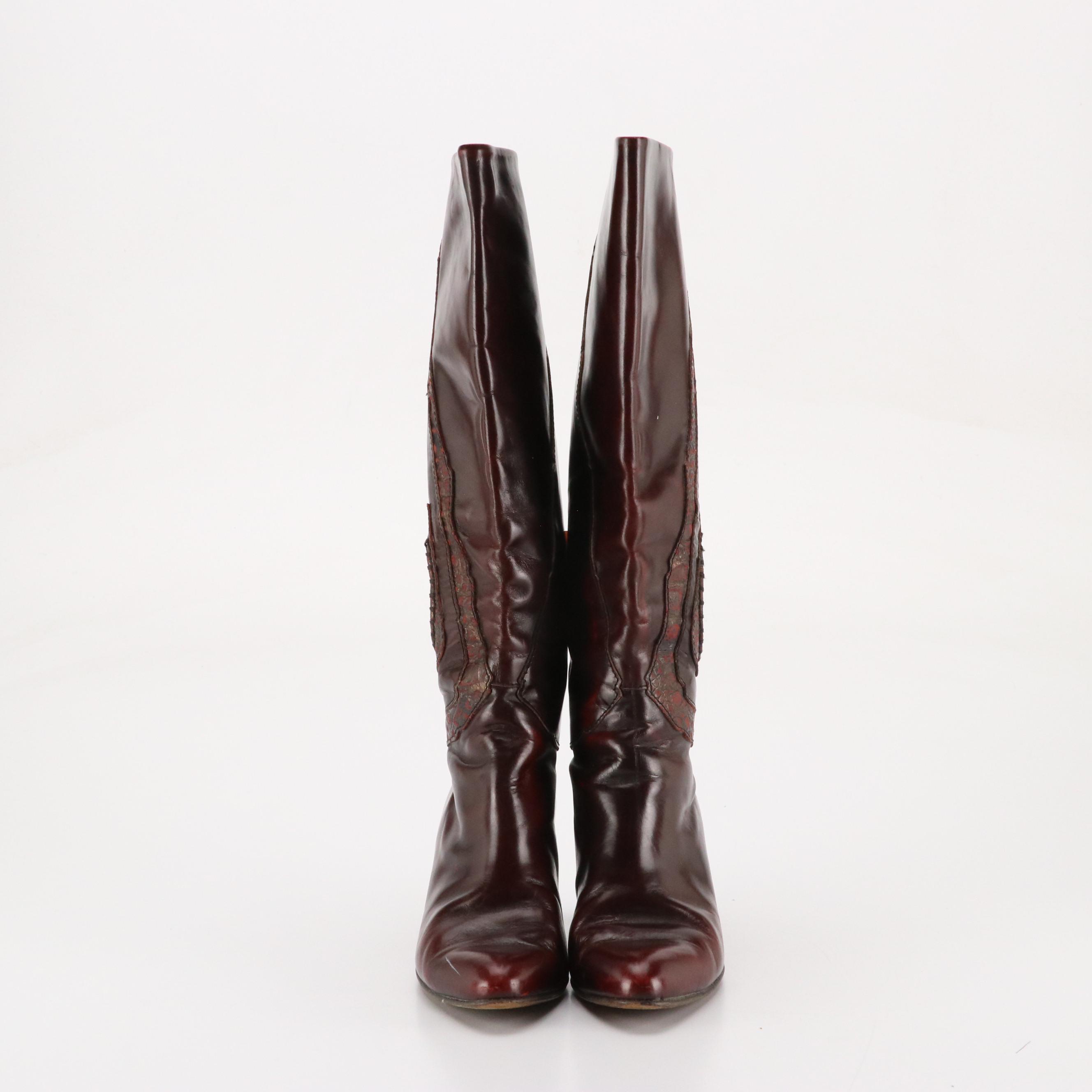 J. Renee Couture Collection Python Skin Boots and Leather Knee High Boots