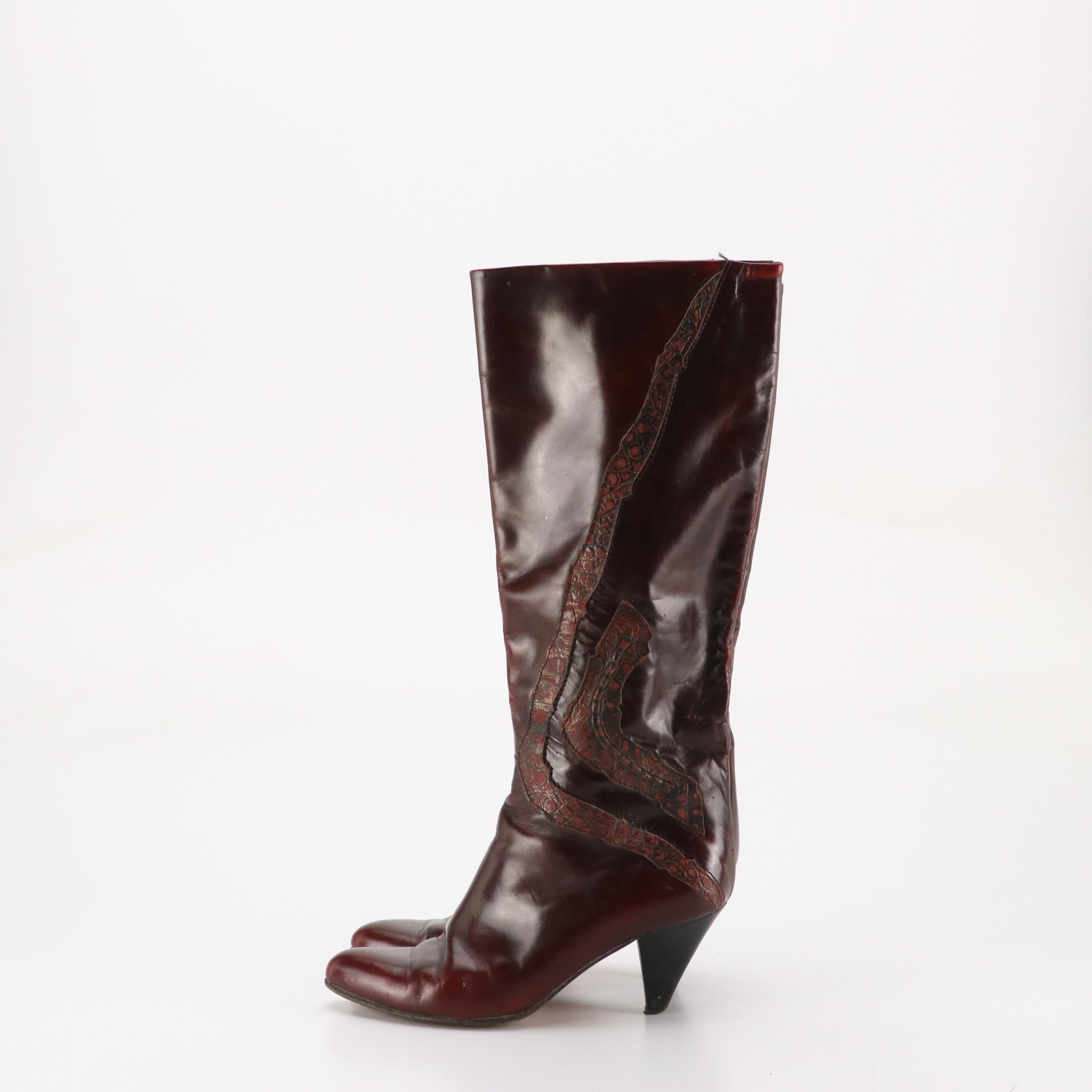 J. Renee Couture Collection Python Skin Boots and Leather Knee High Boots