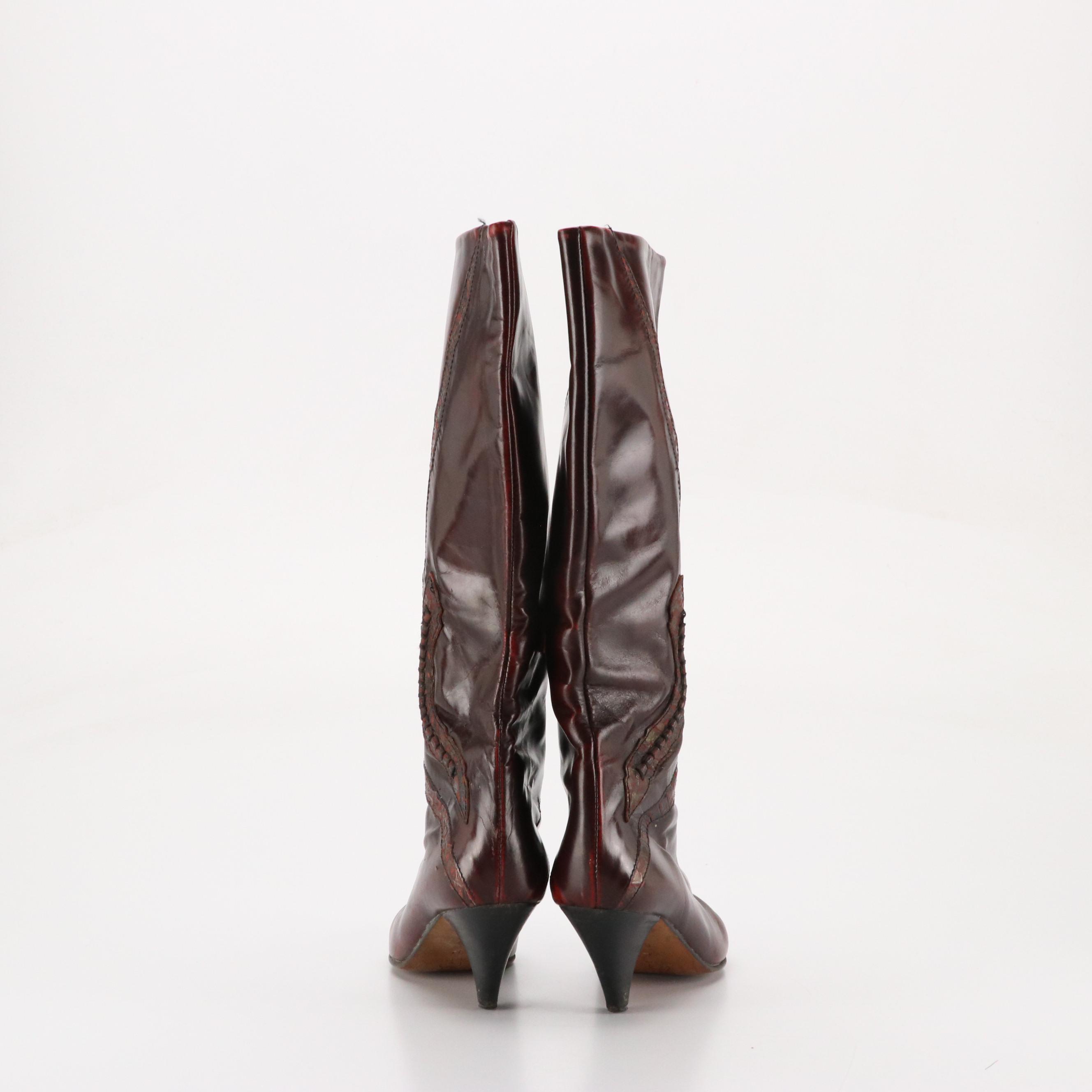 J. Renee Couture Collection Python Skin Boots and Leather Knee High Boots