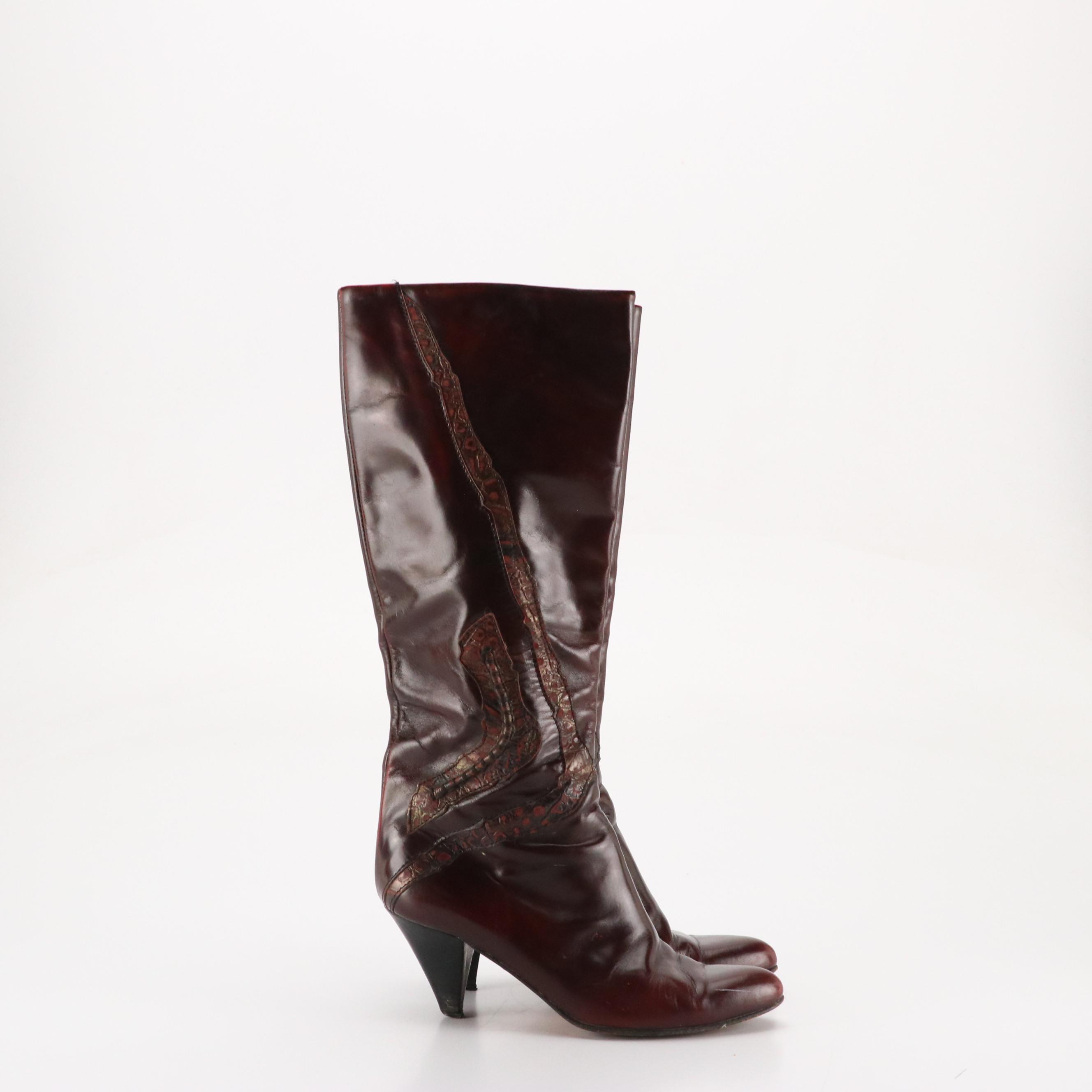 J. Renee Couture Collection Python Skin Boots and Leather Knee High Boots