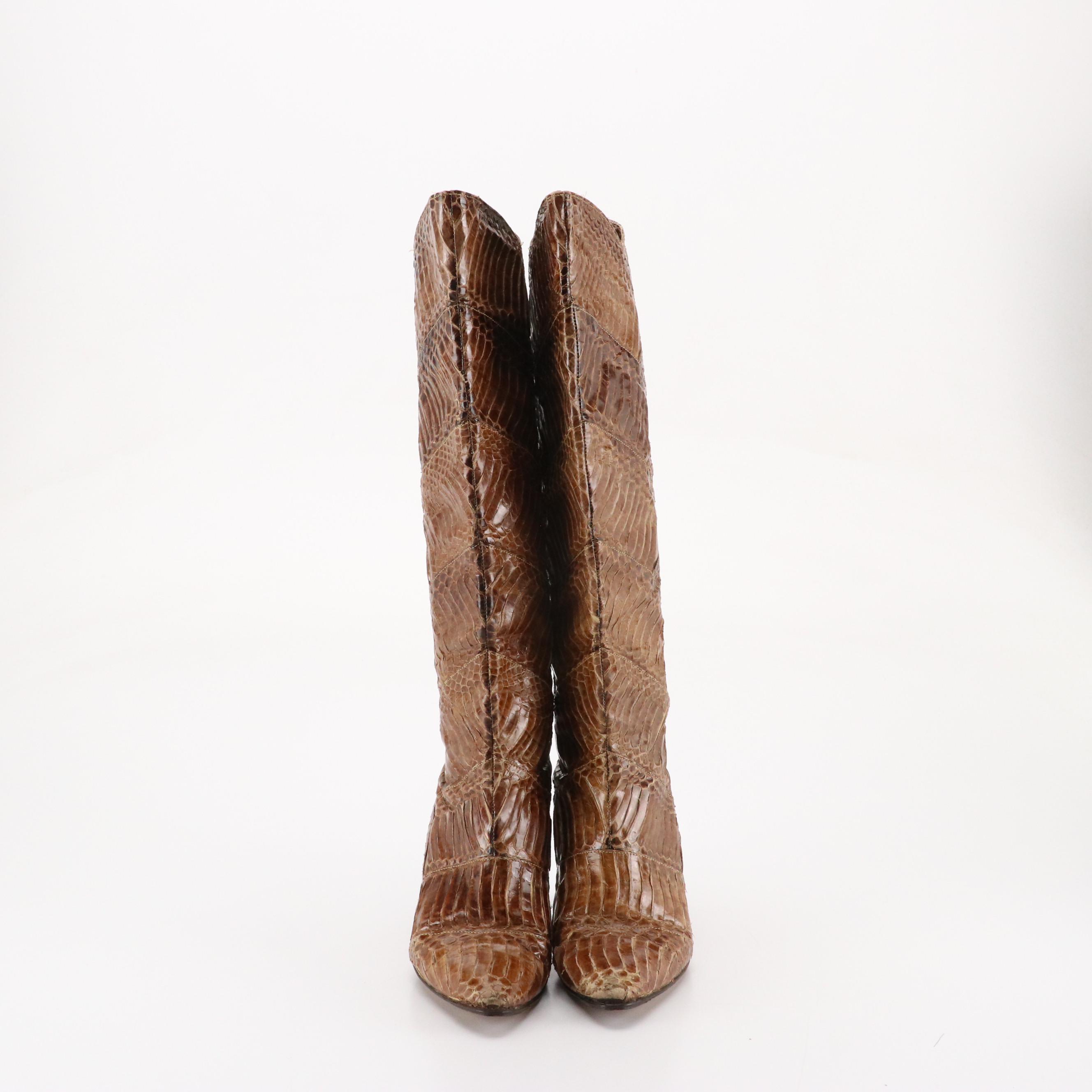 J. Renee Couture Collection Python Skin Boots and Leather Knee High Boots