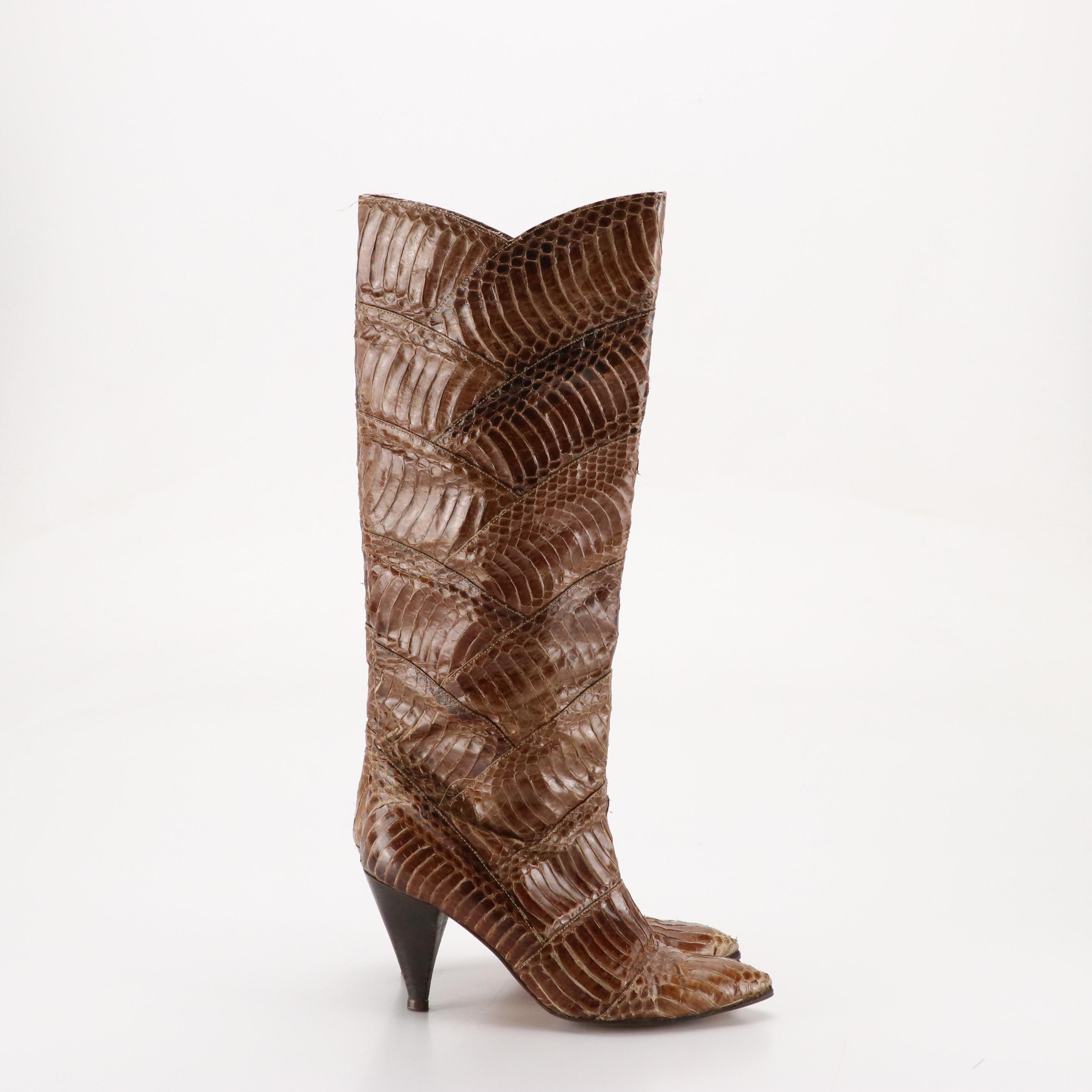 J. Renee Couture Collection Python Skin Boots and Leather Knee High Boots