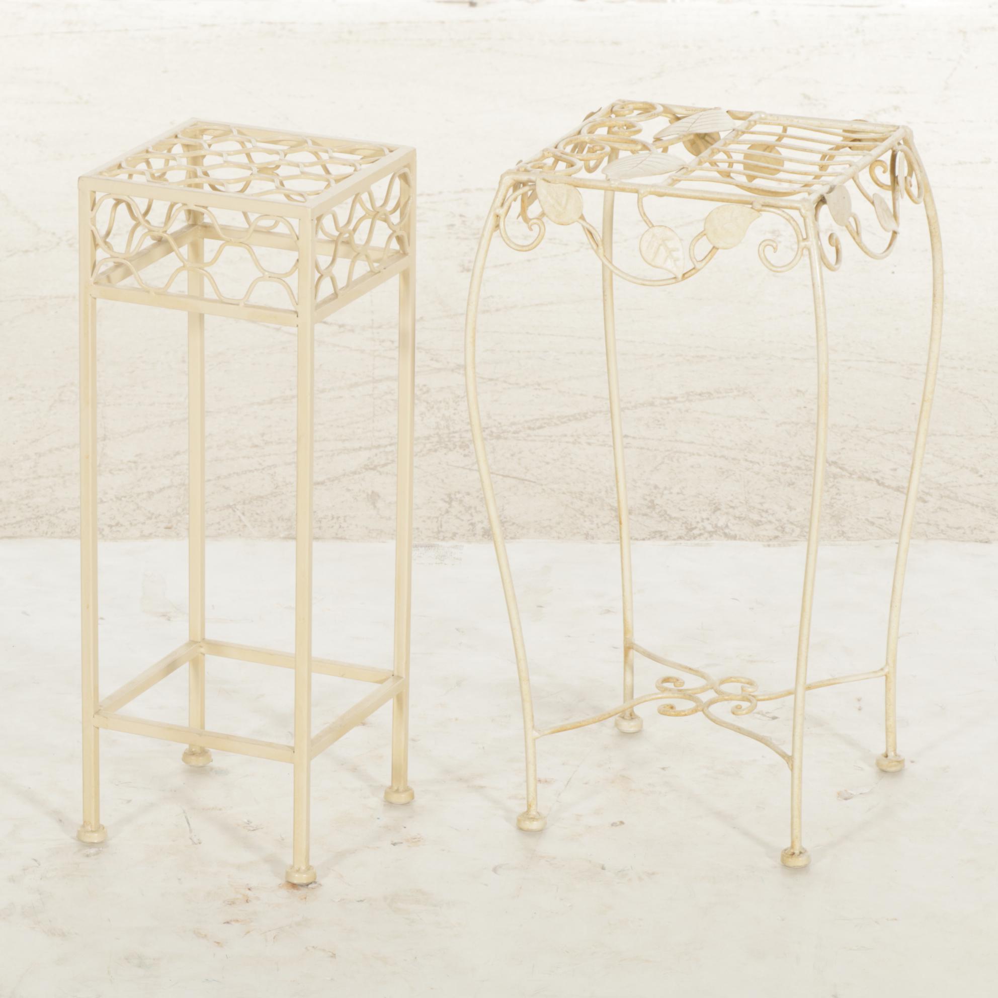 Two Painted Metal Plant Stands