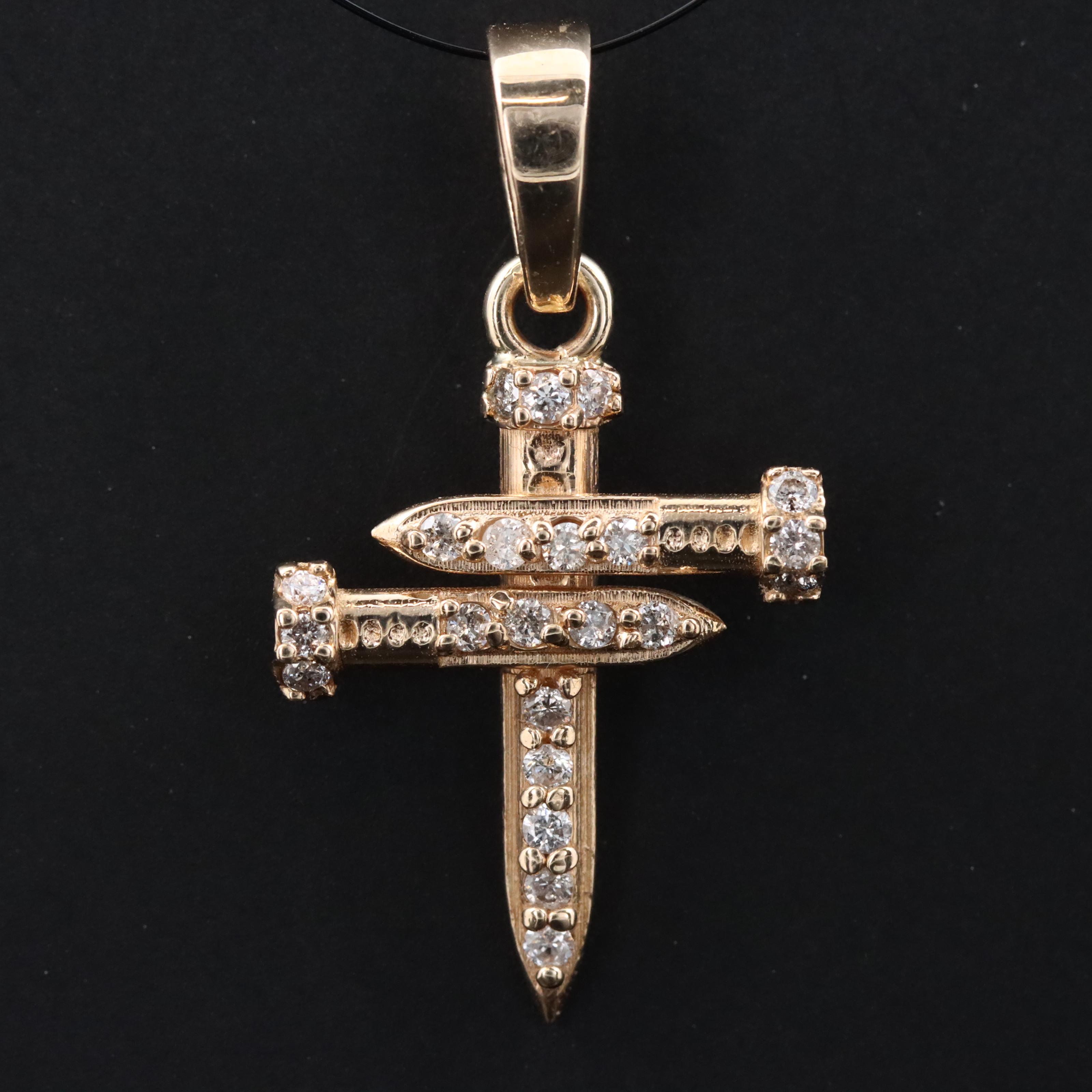 14K 0.29 CTW Diamond Nail Cross Pendant