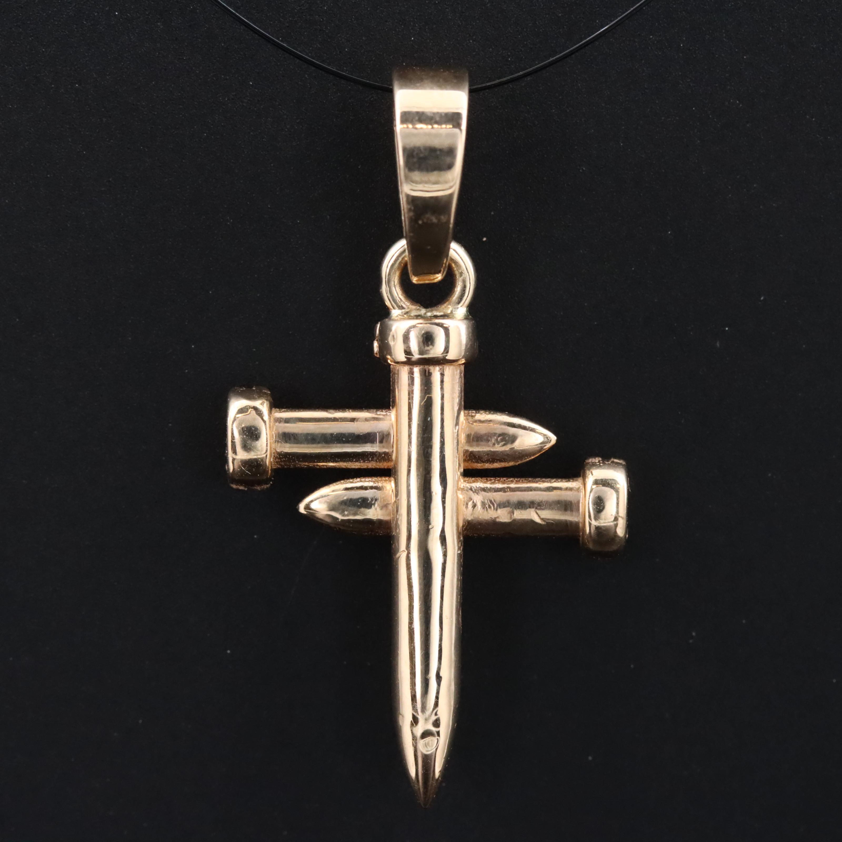 14K 0.29 CTW Diamond Nail Cross Pendant