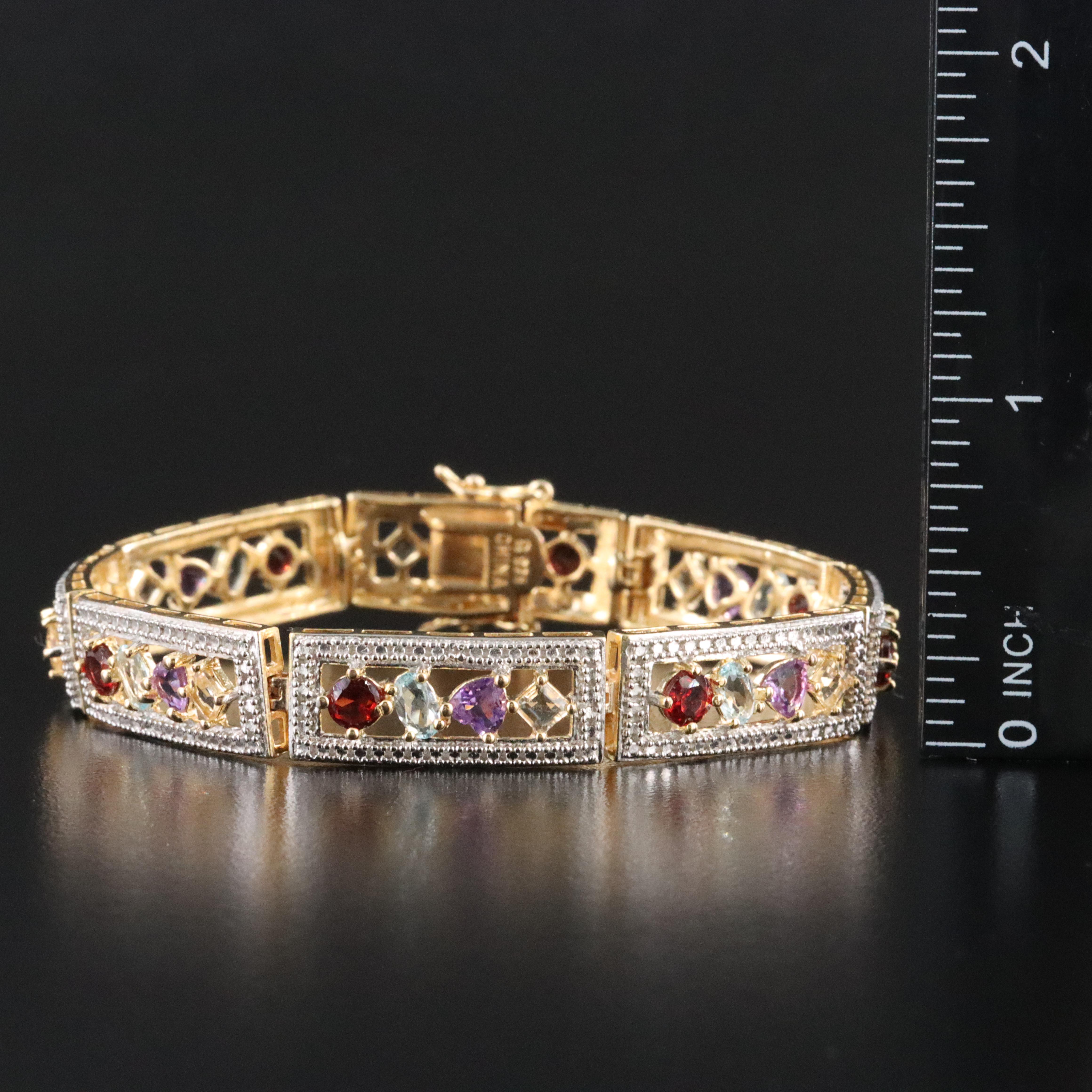 Sterling Gemstone Panel Bracelet