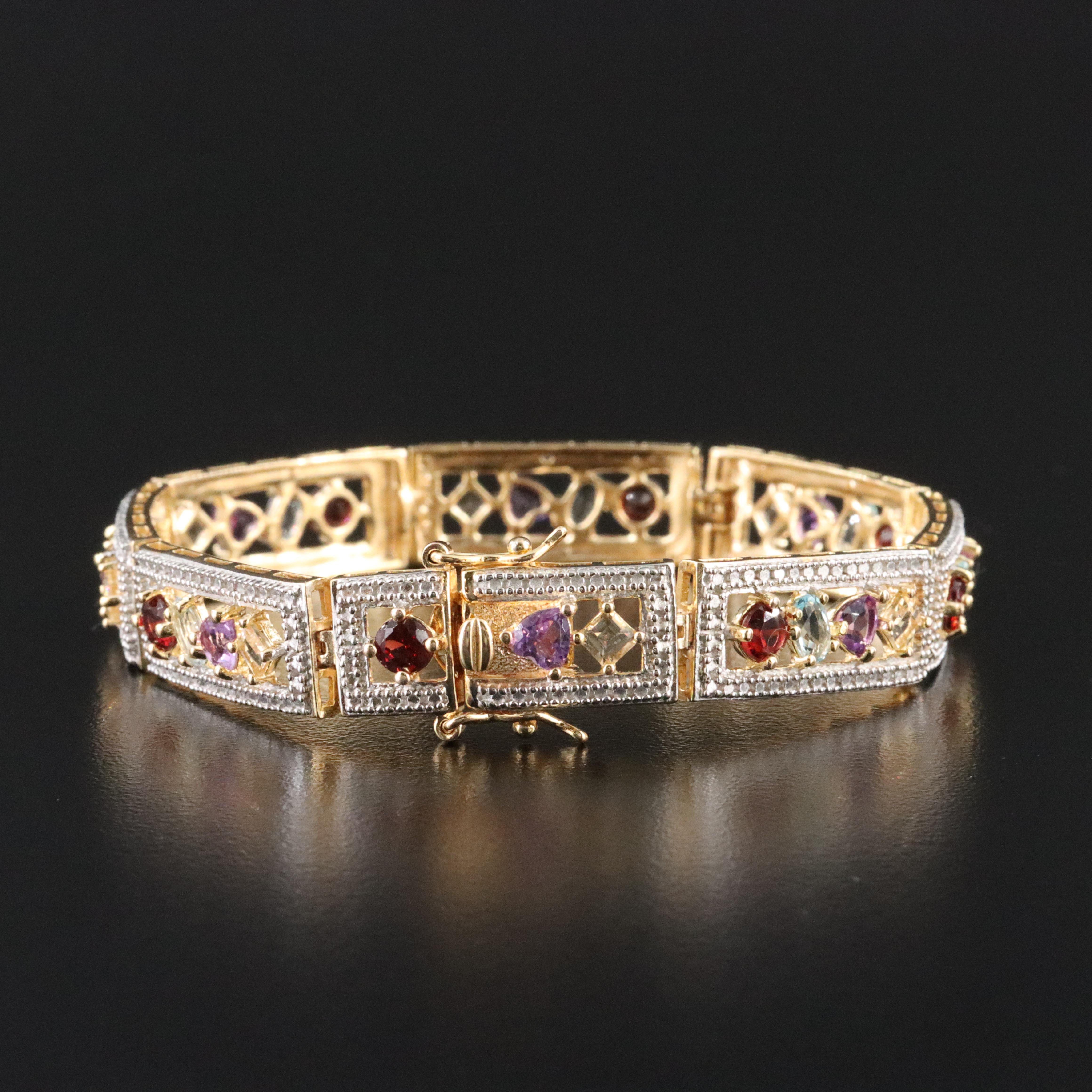 Sterling Gemstone Panel Bracelet