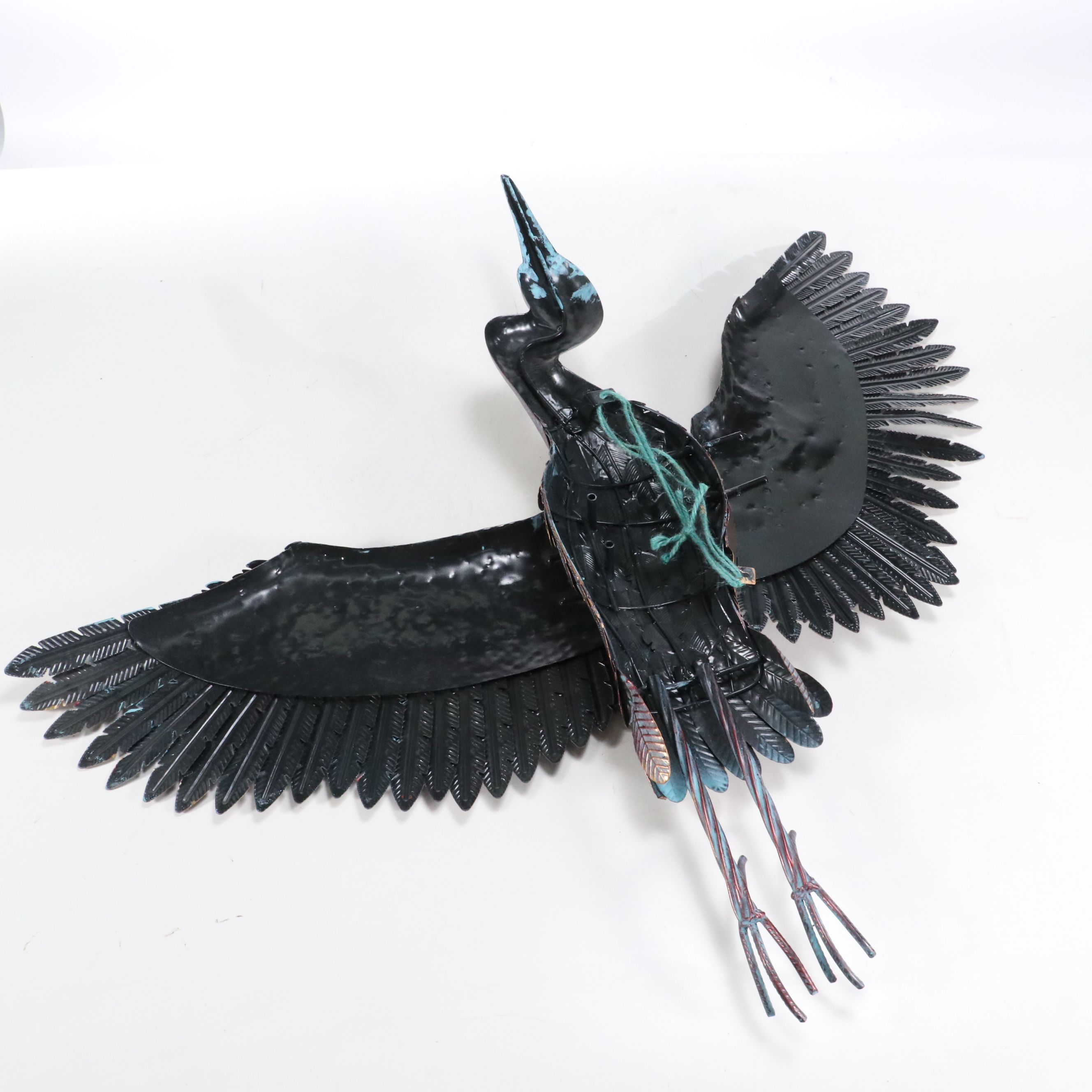 Ceramic Planter with Rain Gauge and Metal Bird Wall Hanging Décor