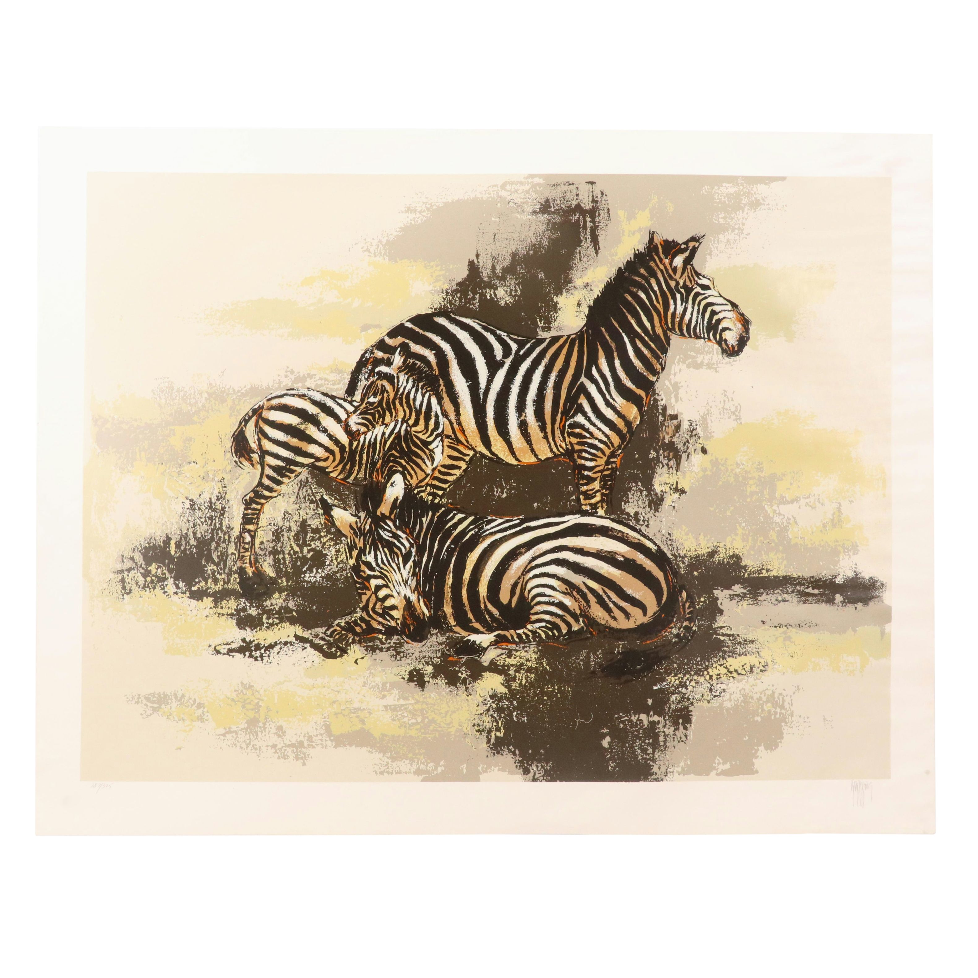 Mark King Serigraph "Zebras"