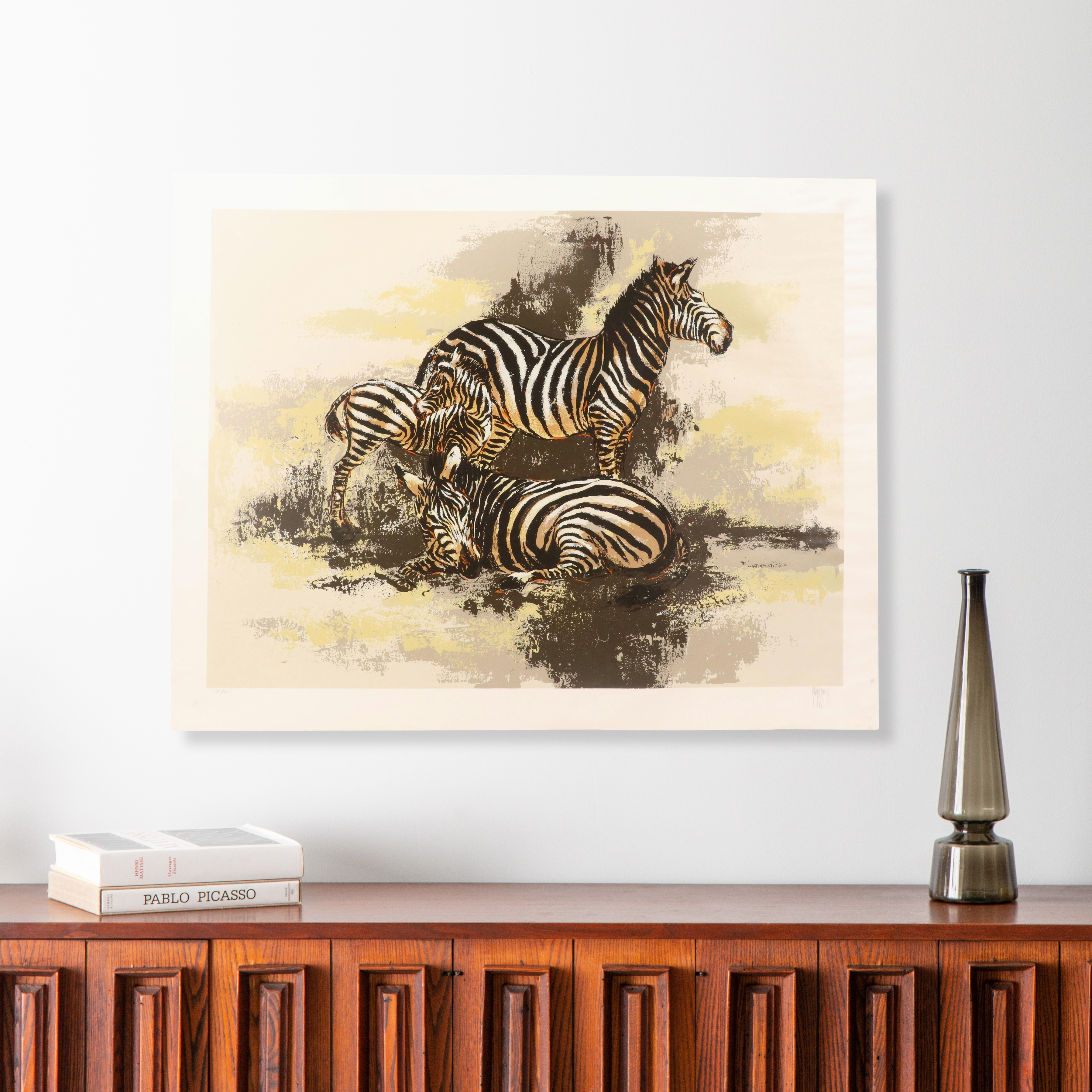 Mark King Serigraph "Zebras"