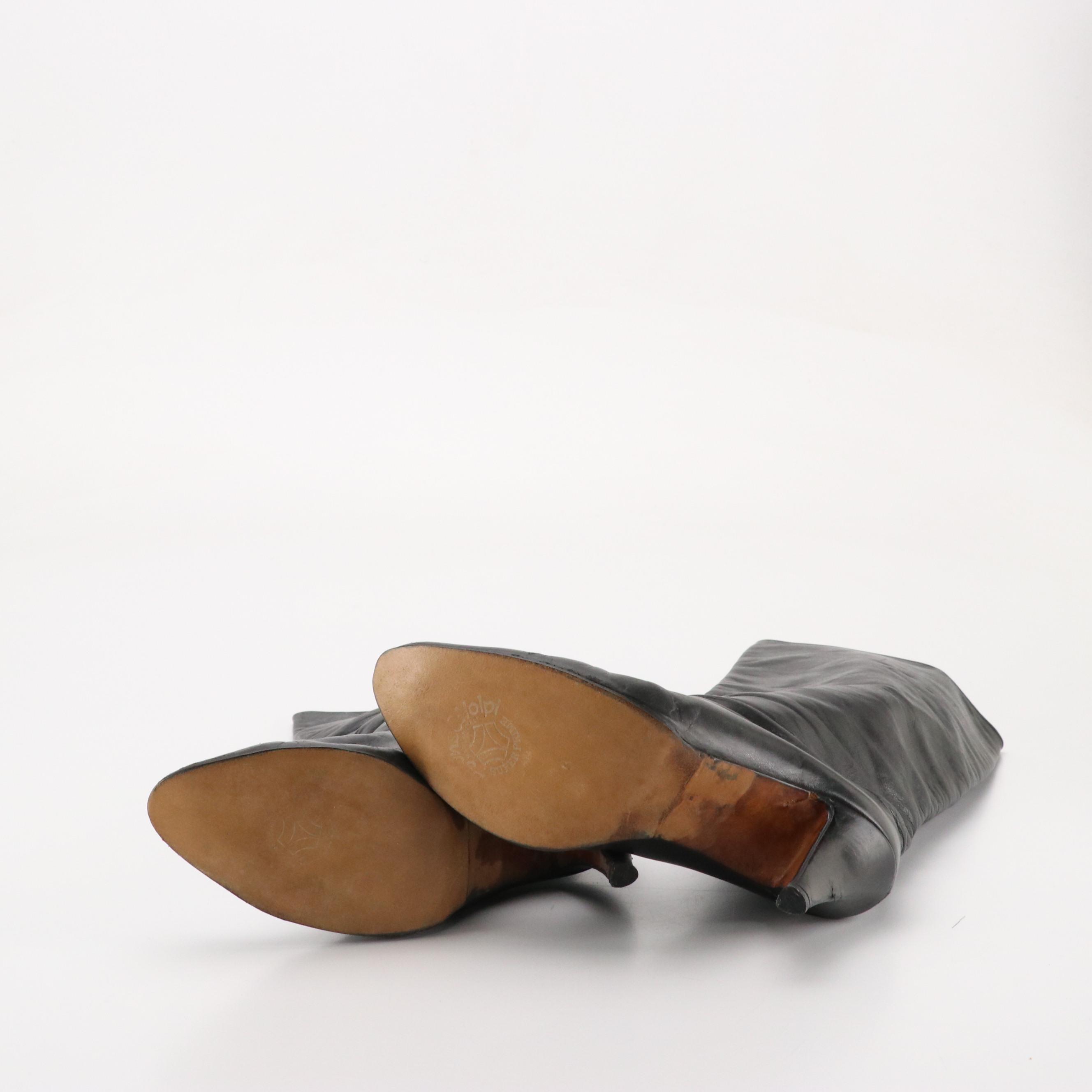 Ann Klein Black Leather Knee-High Boots and Other Tasseled and Fringed Boots