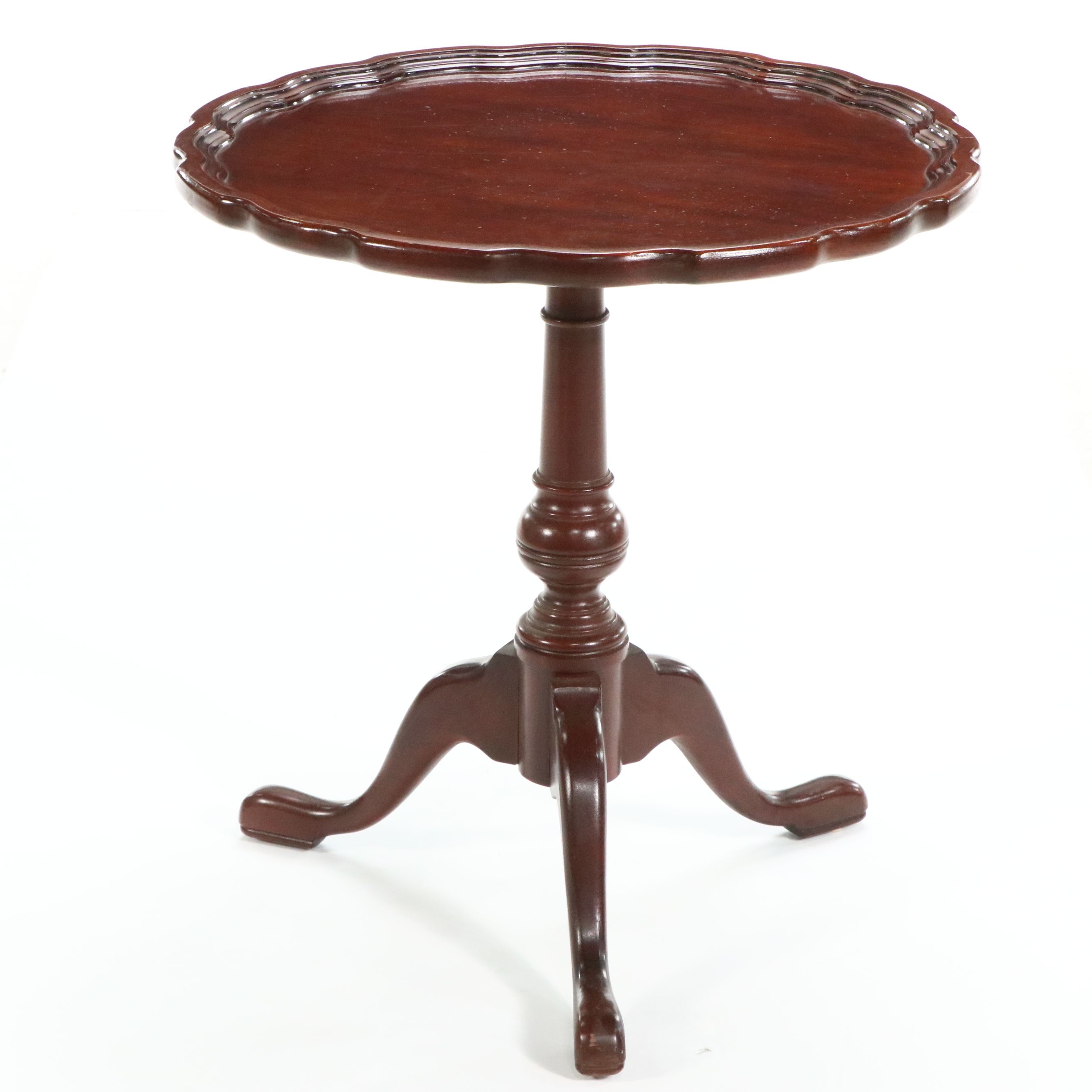 Queen Anne Style Mahogany Piecrust Side Table