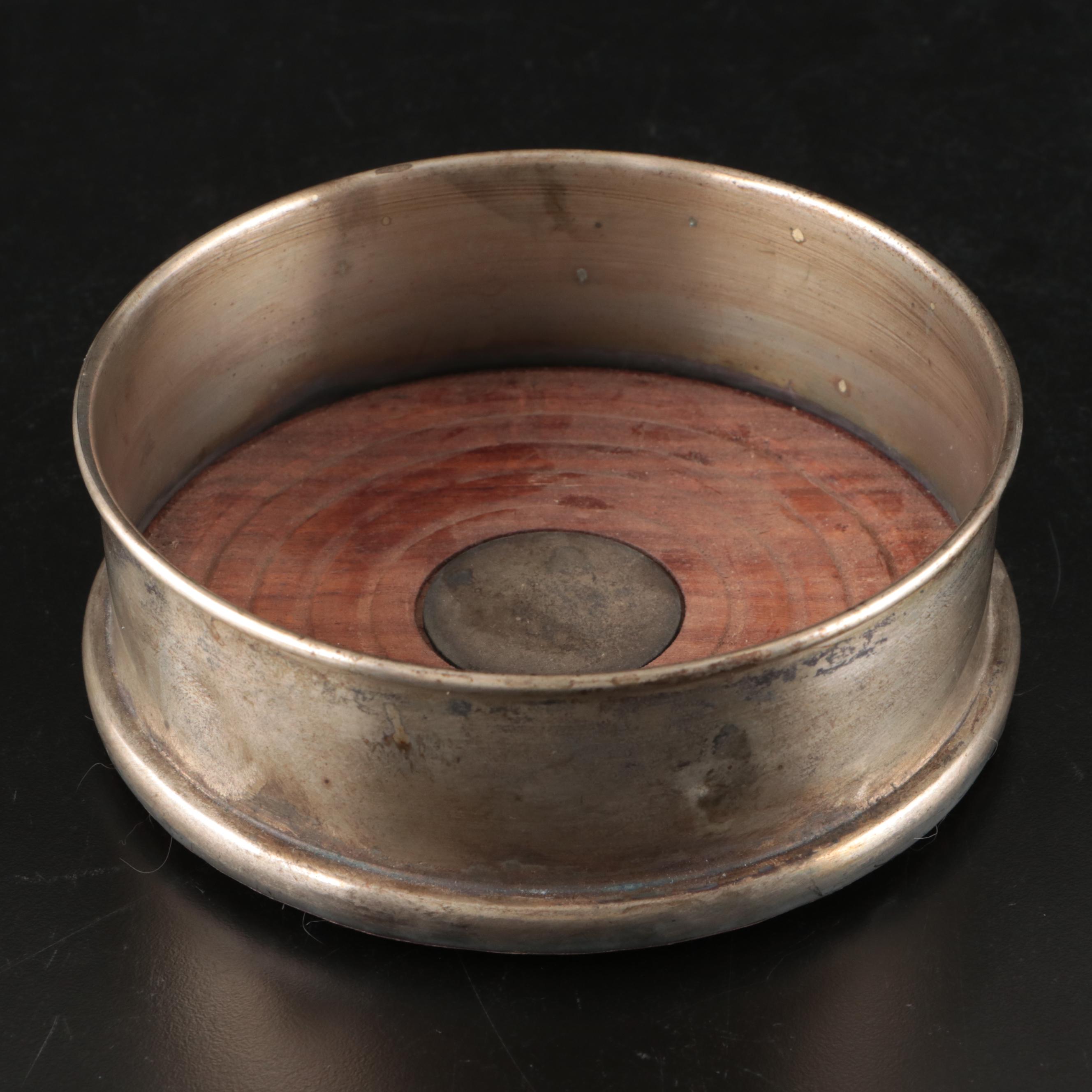 Art Nouveau Style Silver Plate Reticulated and Other Wine Bottle Coasters