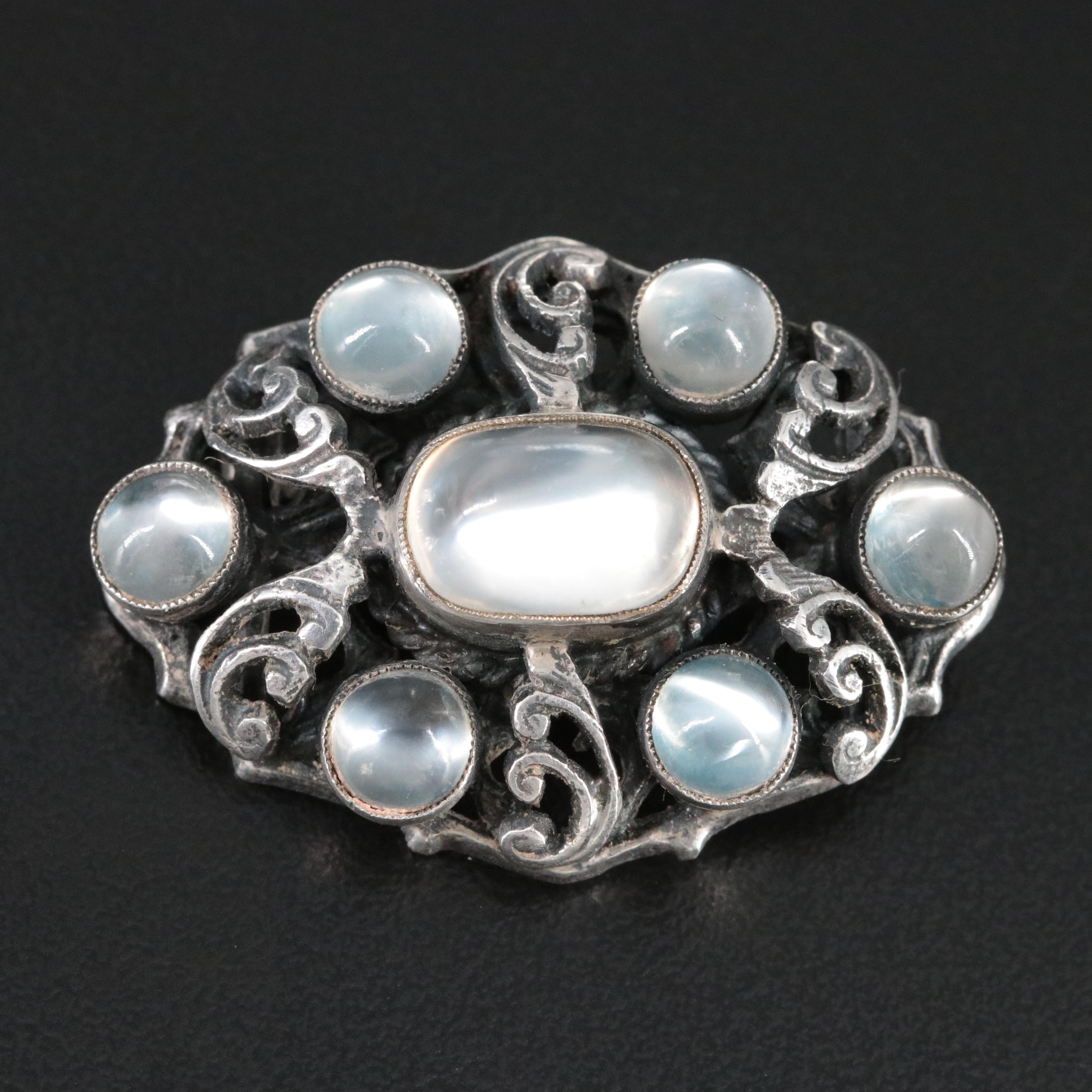 Zoltan White & Co. Sterling Moonstone Brooch