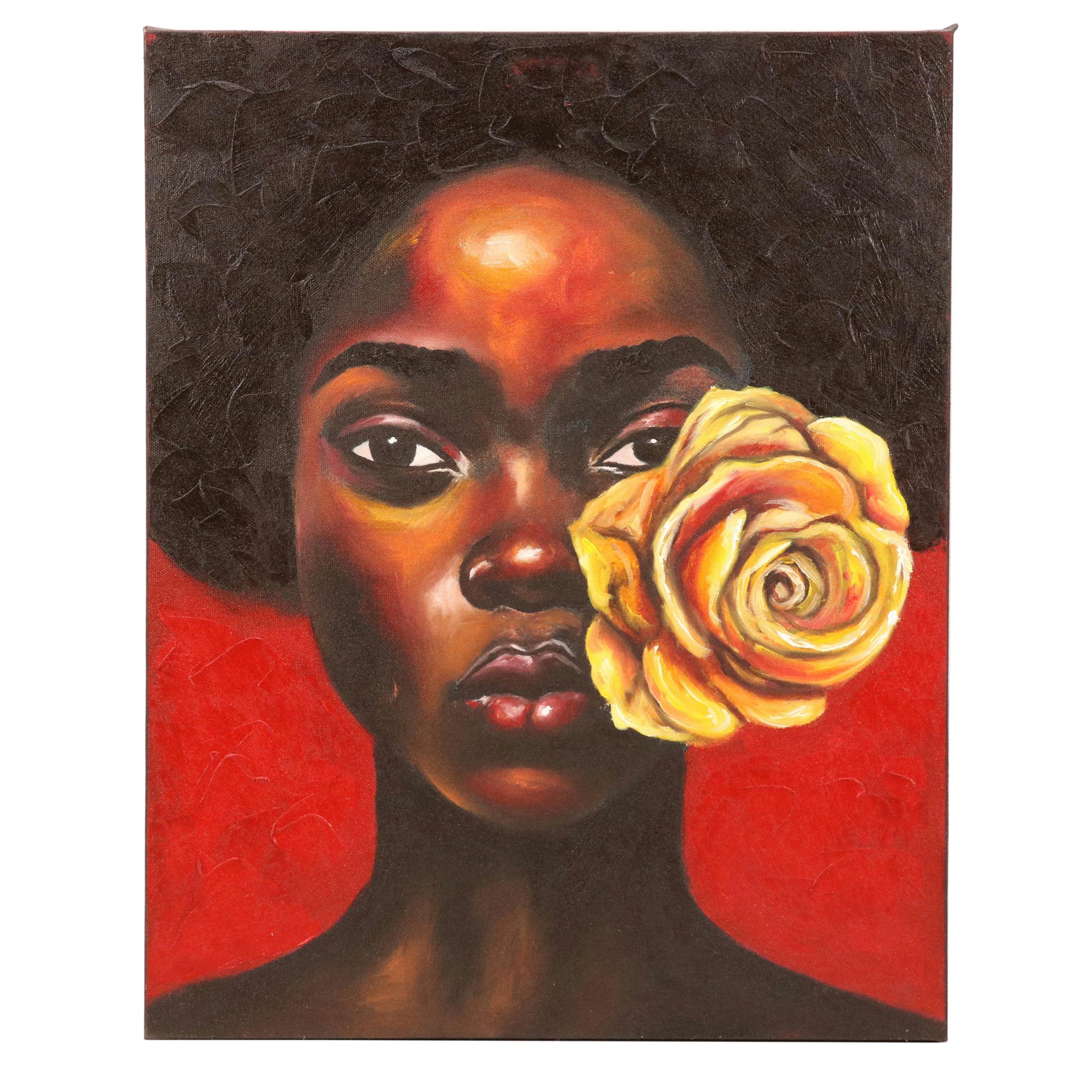 Oluwakemi Omowaire Oil Portrait "Eyes Set On Dawns.," 21st Century