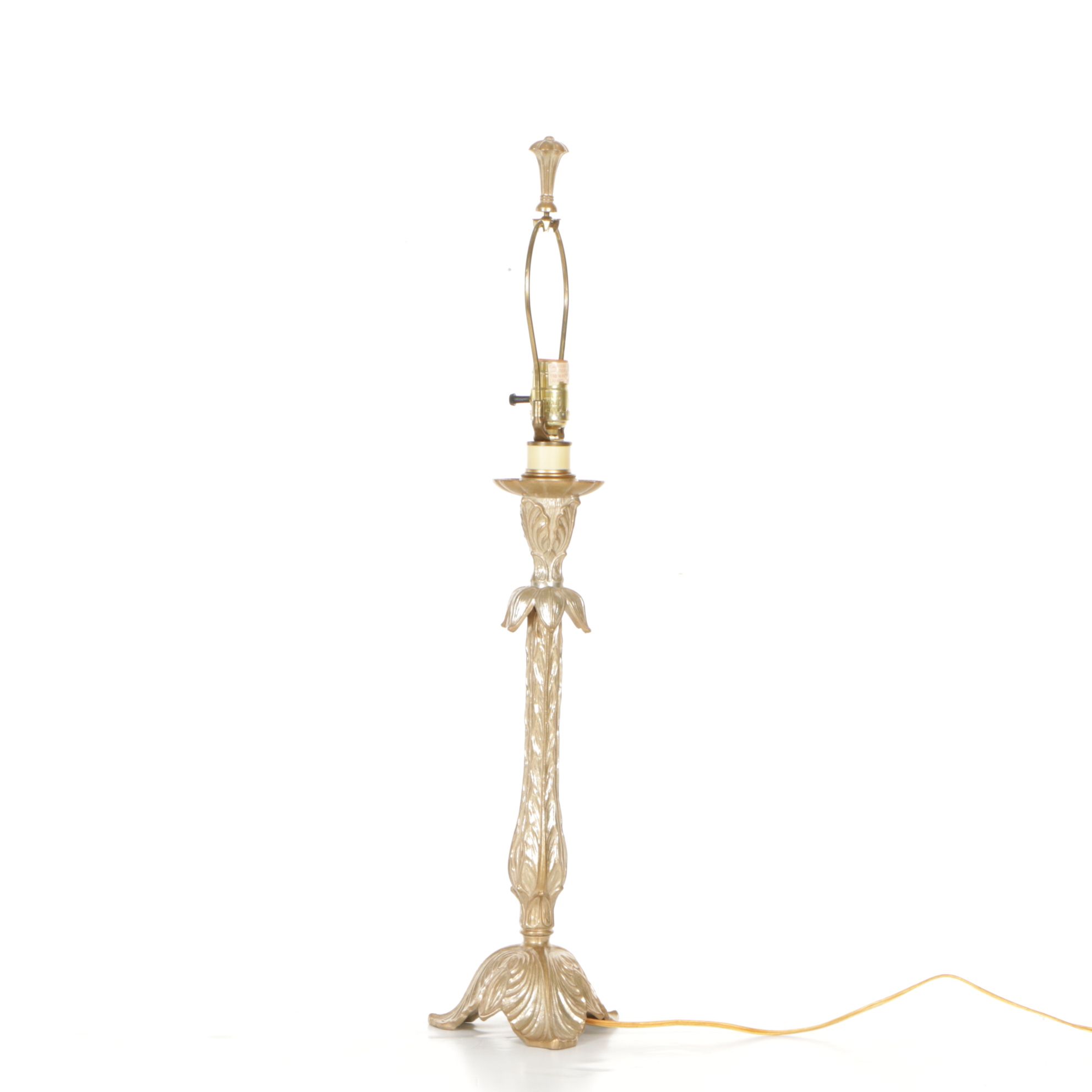 Metal Acanthus Leaf Table Lamp with Silk Shade, 1996