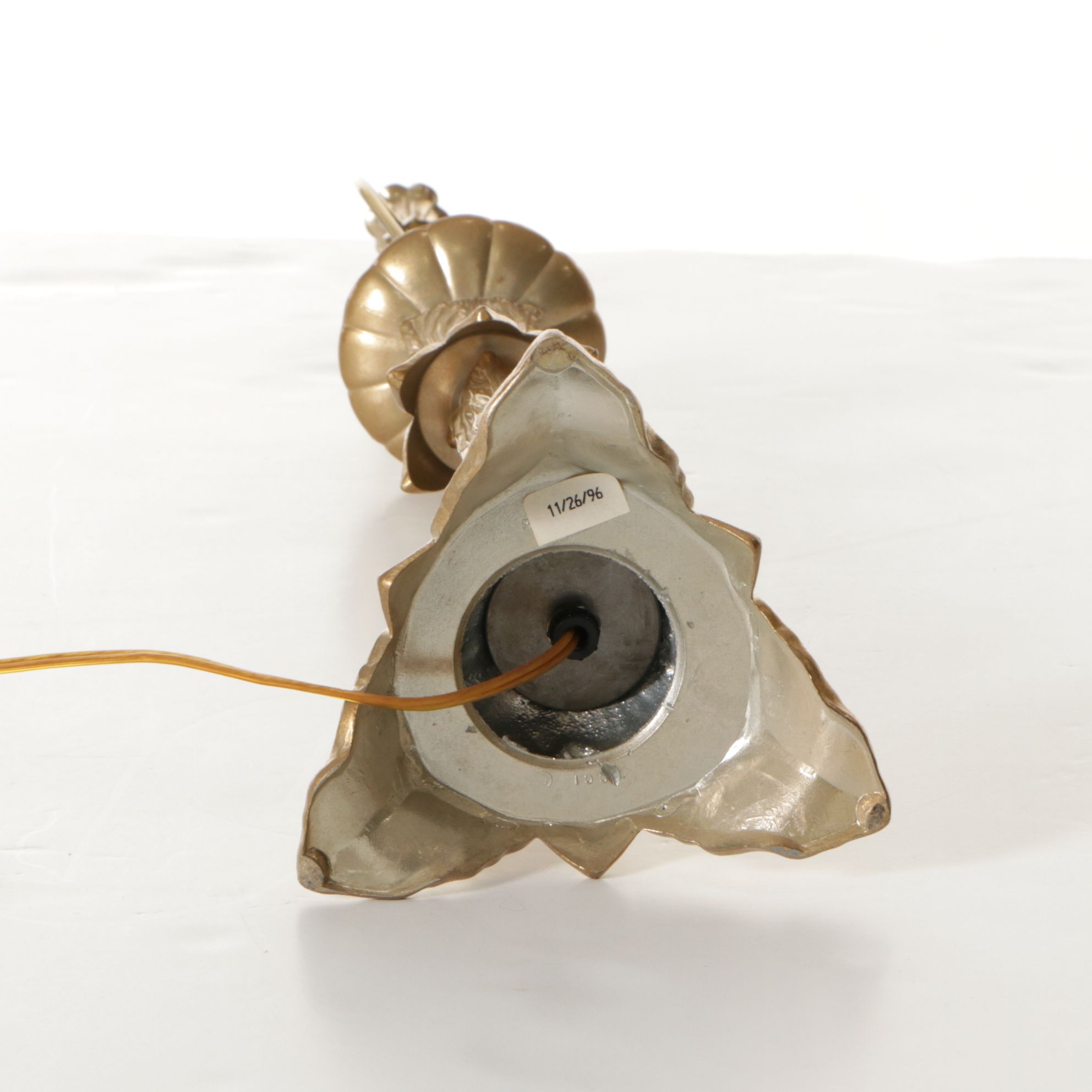 Metal Acanthus Leaf Table Lamp with Silk Shade, 1996