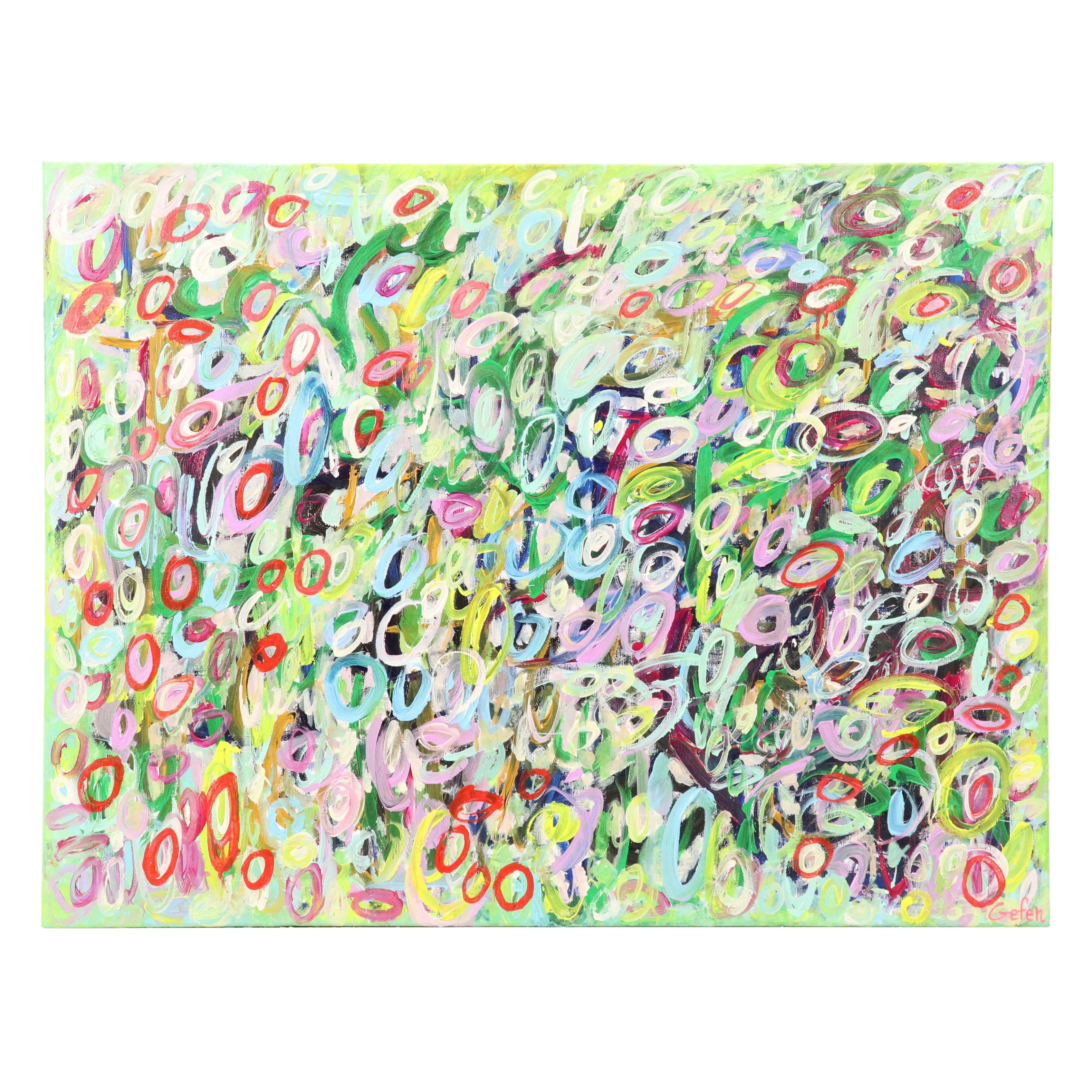 Saul Gefen Stylized Abstract Acrylic Painting "Wild," 2025