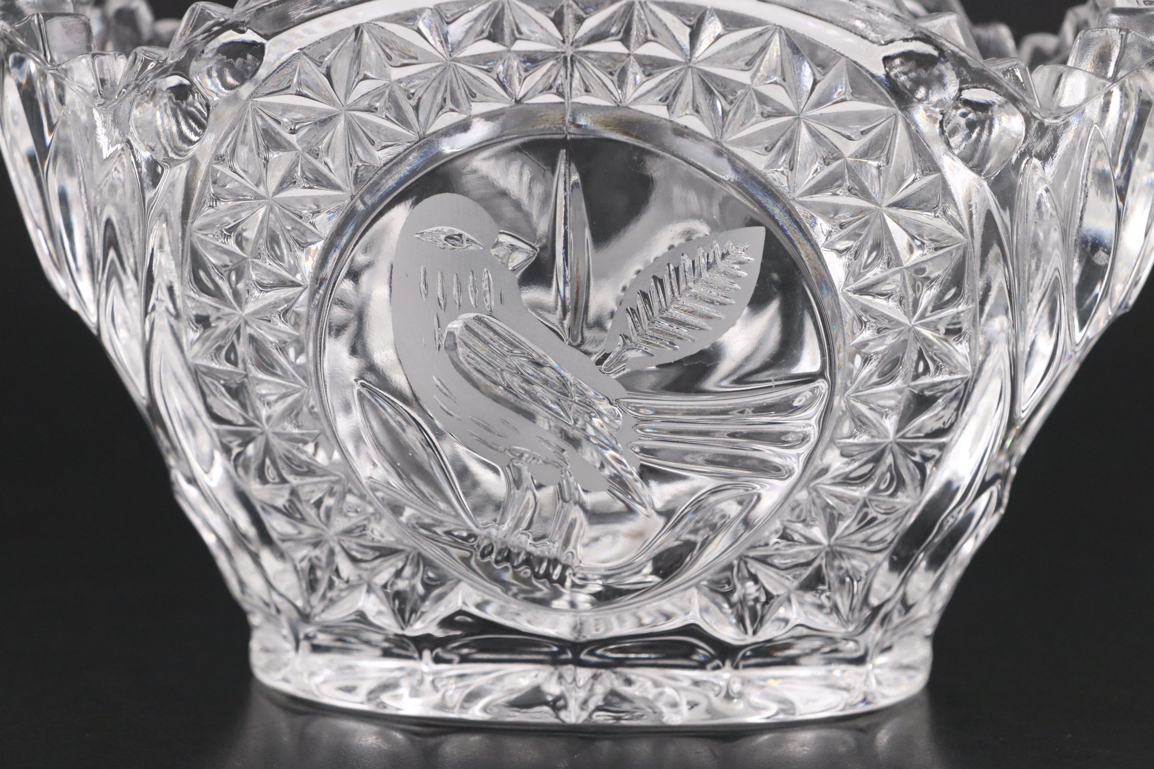 Hofbauer Crystal "The Byrdes" with Other Basket Vases, Mid to Late 20th Century