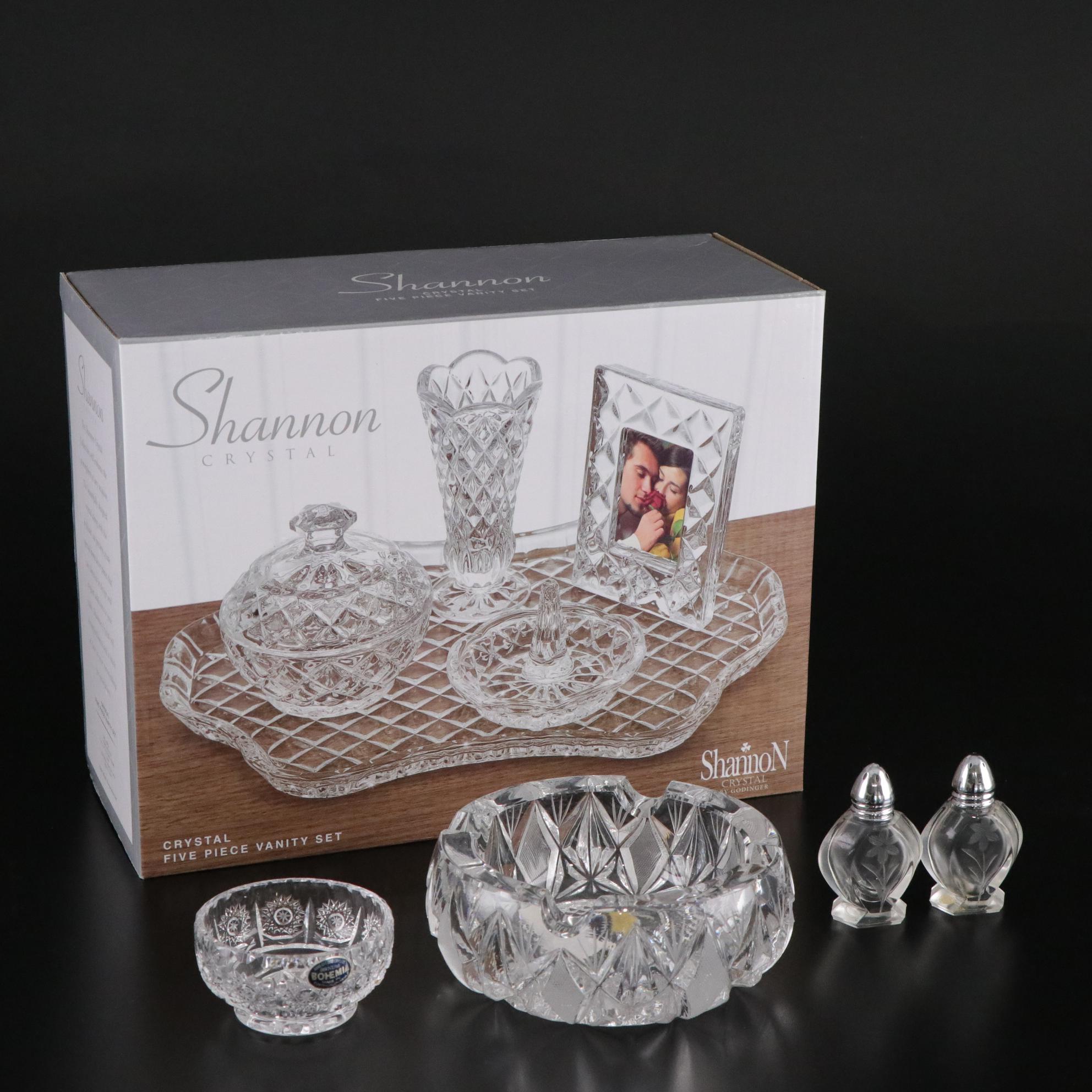 American Brilliant Style Crystal Ash Tray, Vanity Set & More