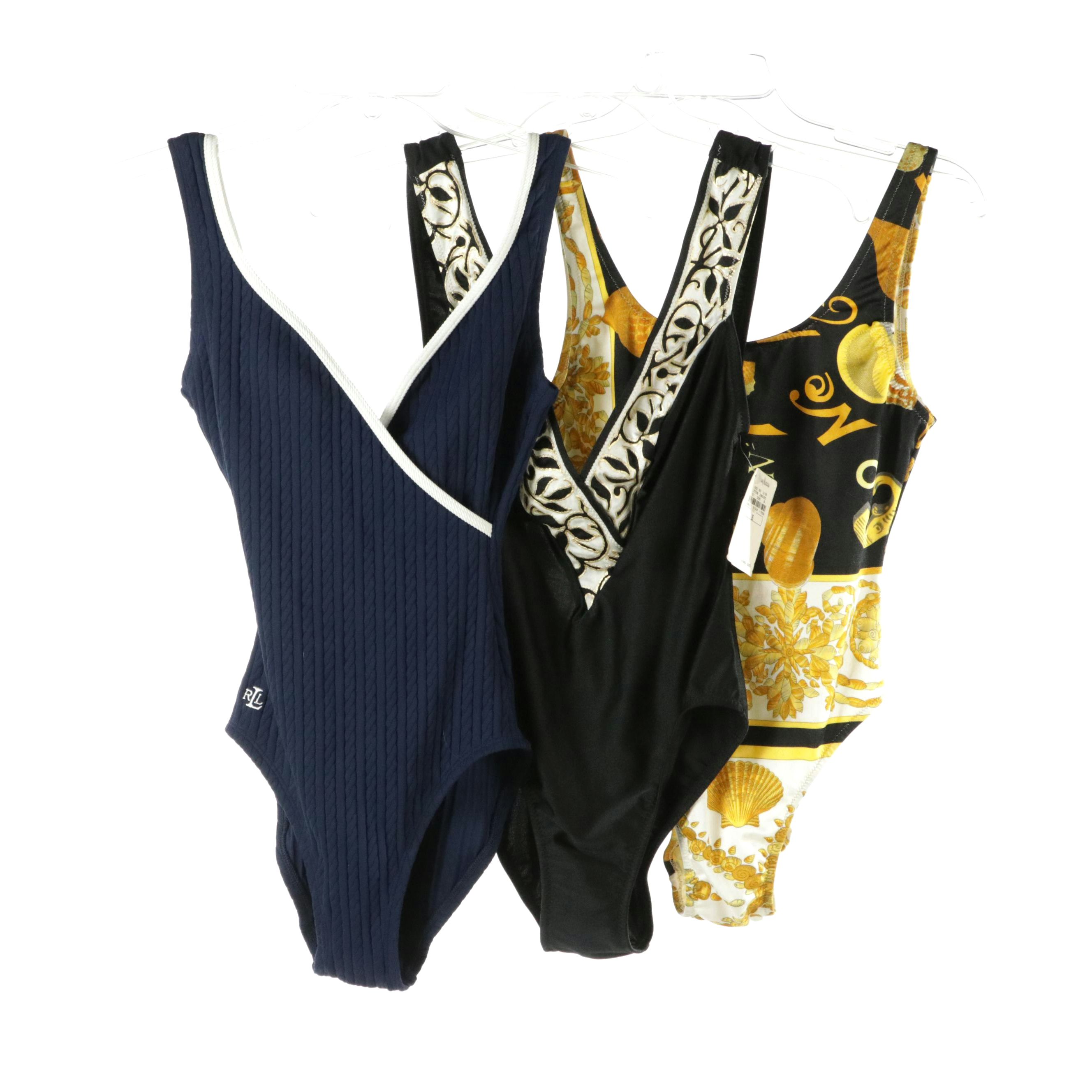 Versace, Lauren Ralph Lauren, and Gottex One-Piece Swimsuits