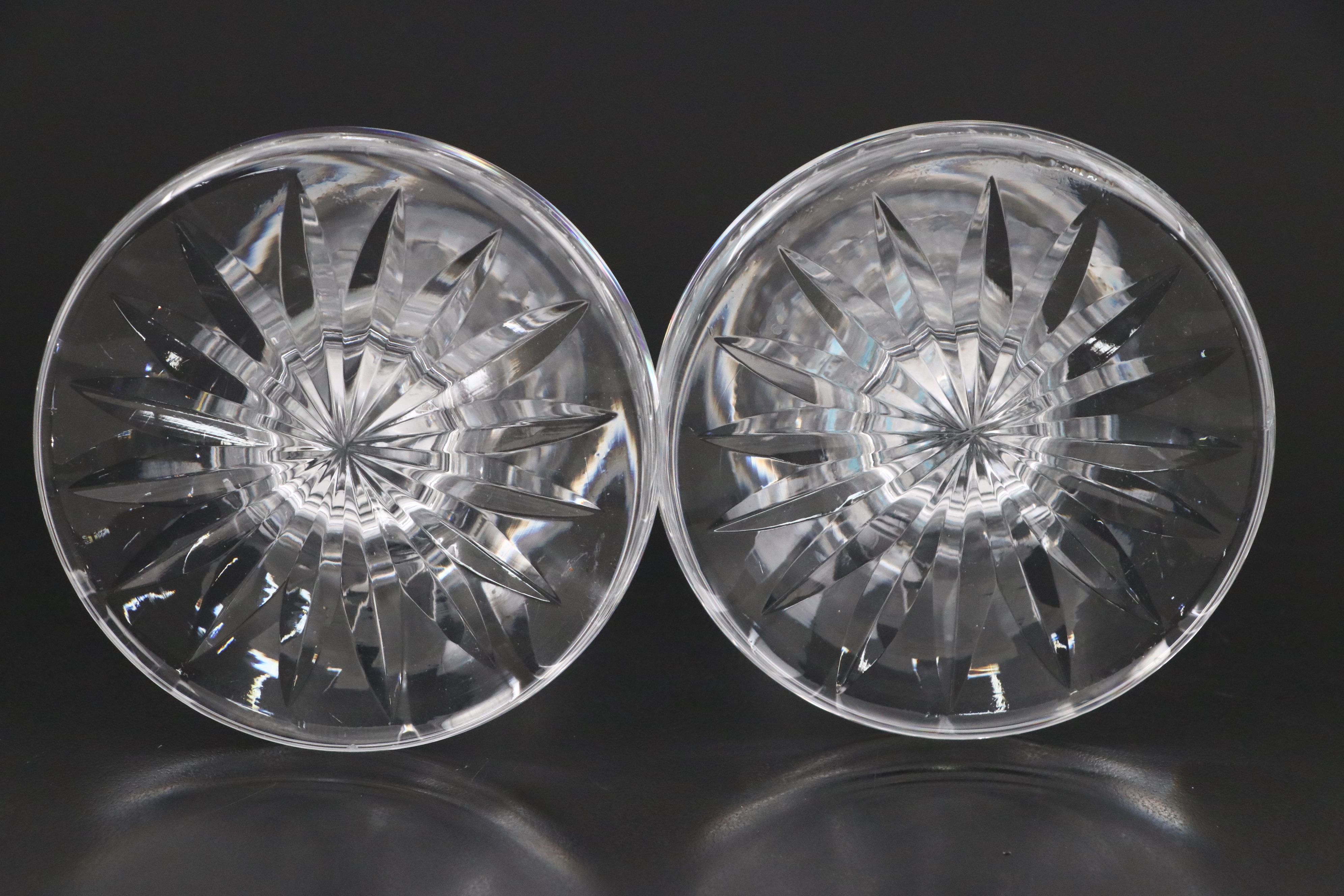 Waterford Crystal "Lismore" Creamer and Sugar with Desk Clock and Candlesticks