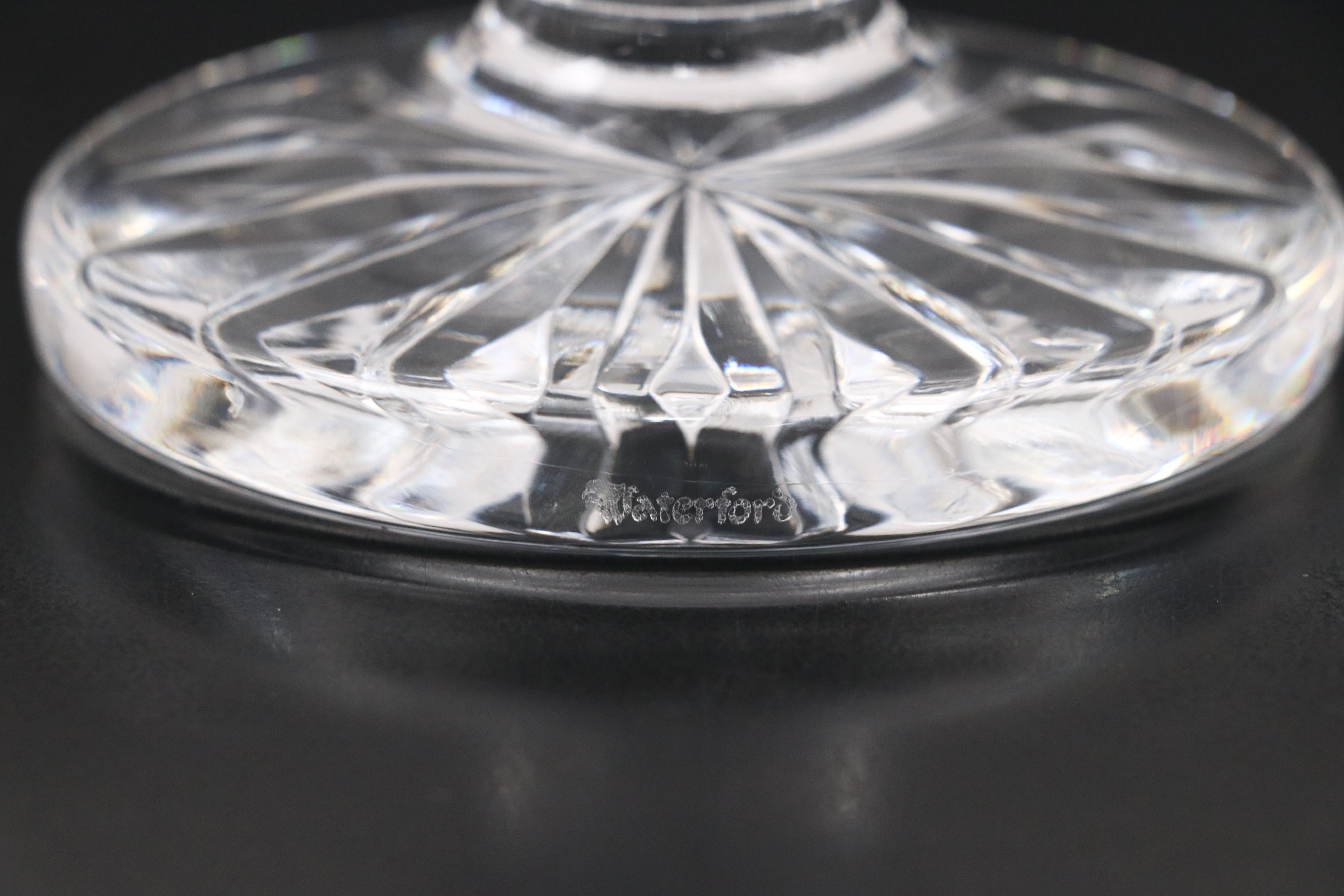 Waterford Crystal "Lismore" Creamer and Sugar with Desk Clock and Candlesticks