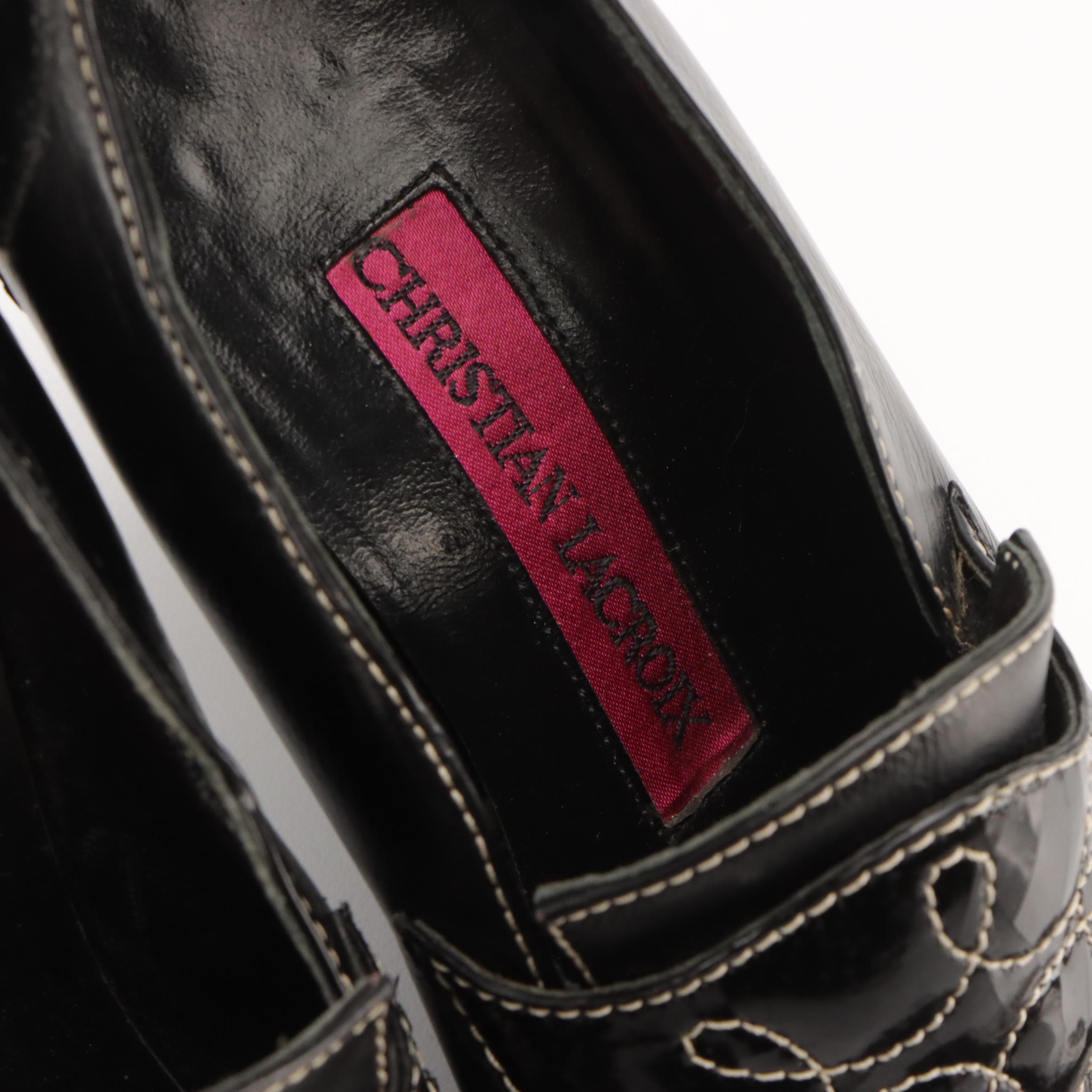 Christian Lacroix Top-Stitched Leather Loafer Pumps, Taryn Rose Slip-On Shoes