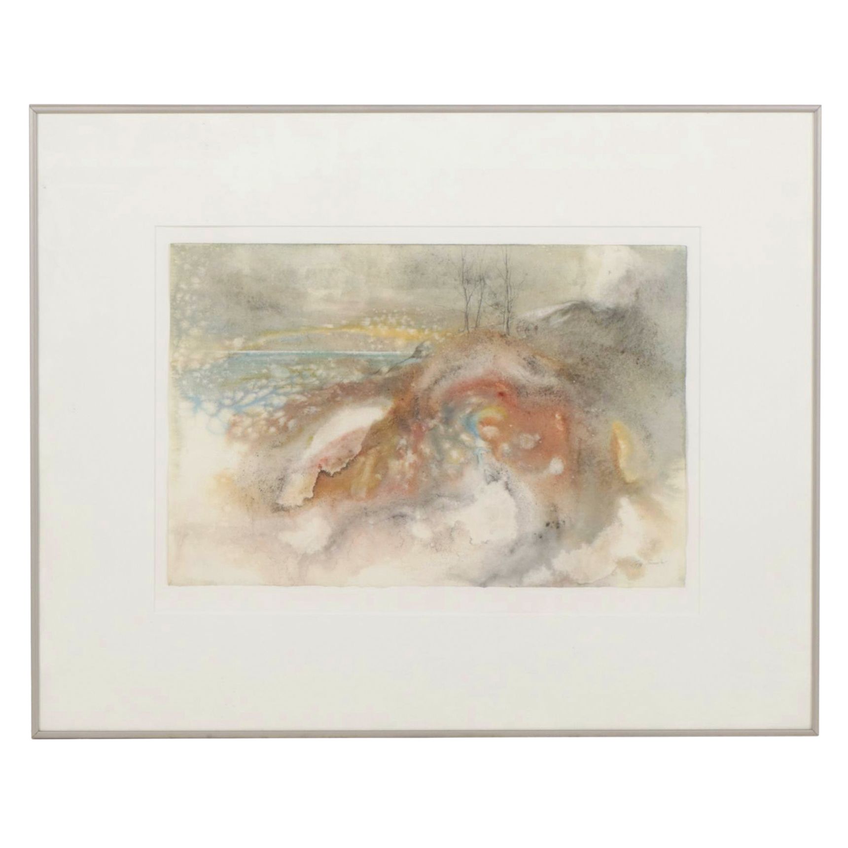 Peggy Brown Stylized Landscape Watercolor Painting, 1995